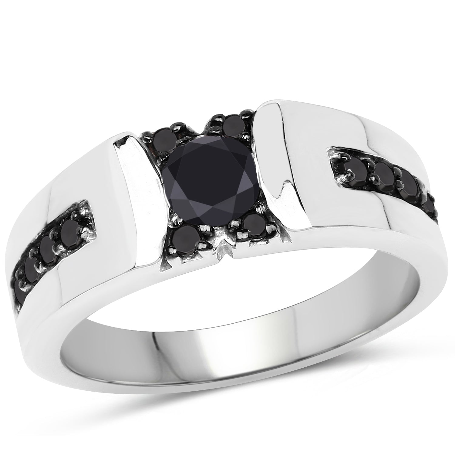 0.83 Carat Genuine Black Diamond .925 Sterling Silver Ring by Bids.com