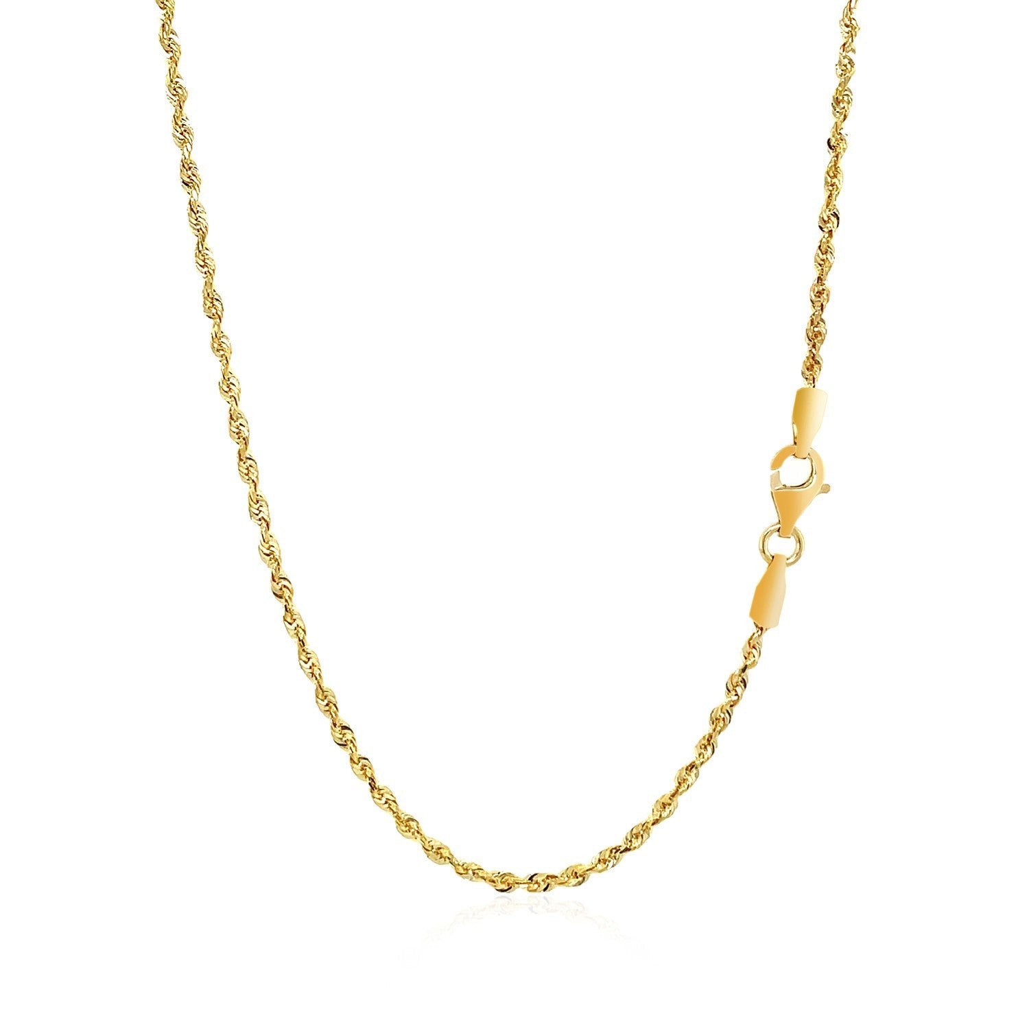 2.0mm 14k Yellow Gold Solid Diamond Cut Rope Chain by Bids.com