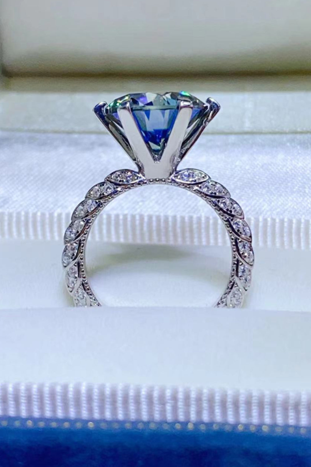 5 Carat Cobalt Blue Blue Brilliant Round Cut Sparkala™ Platinum Over Pure Sterling Silver Ring by Sparkala