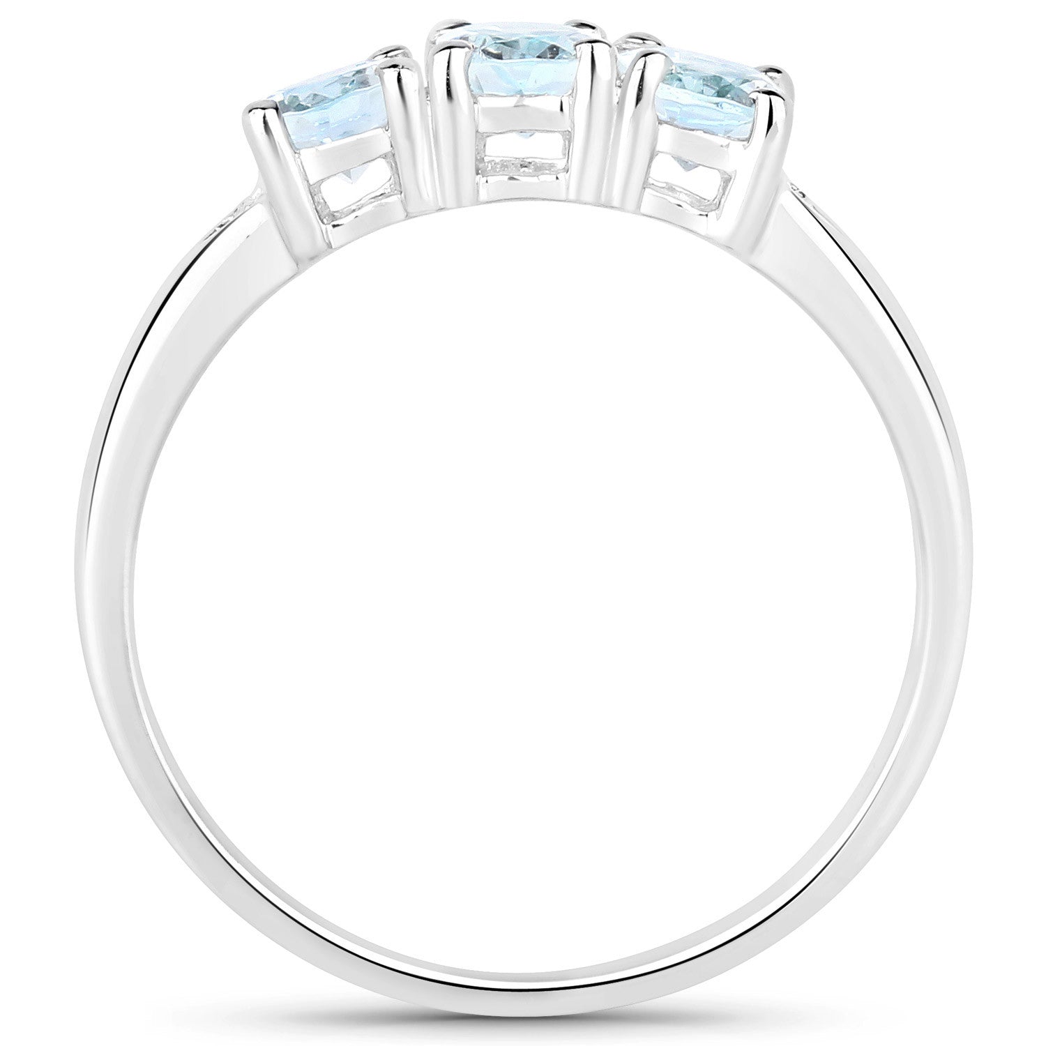 0.95 Carat Genuine Aquamarine and White Diamond .925 Sterling Silver Ring by Bids.com
