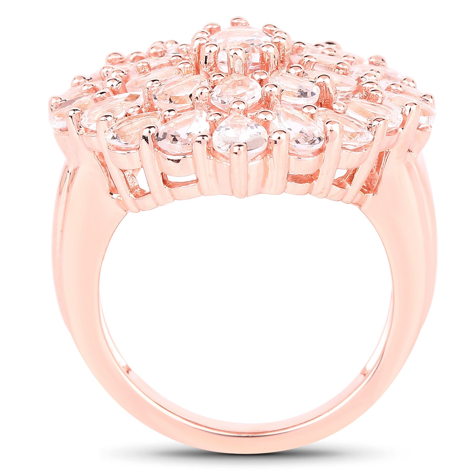 18K Rose Gold Plated 4.55 Carat Genuine Morganite .925 Sterling Silver Ring by Bids.com