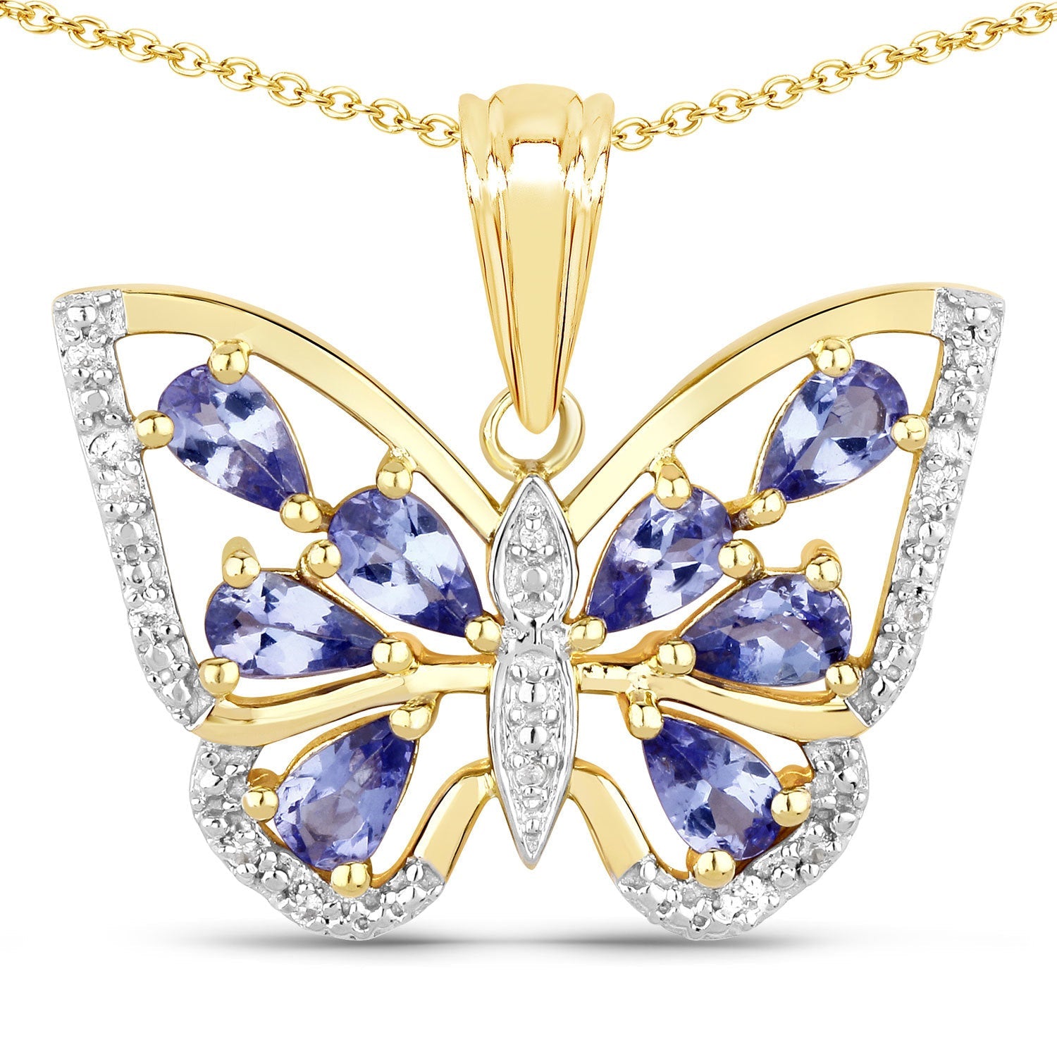 1.75 Carat Genuine Tanzanite and White Zircon .925 Sterling Silver Pendant by Bids.com