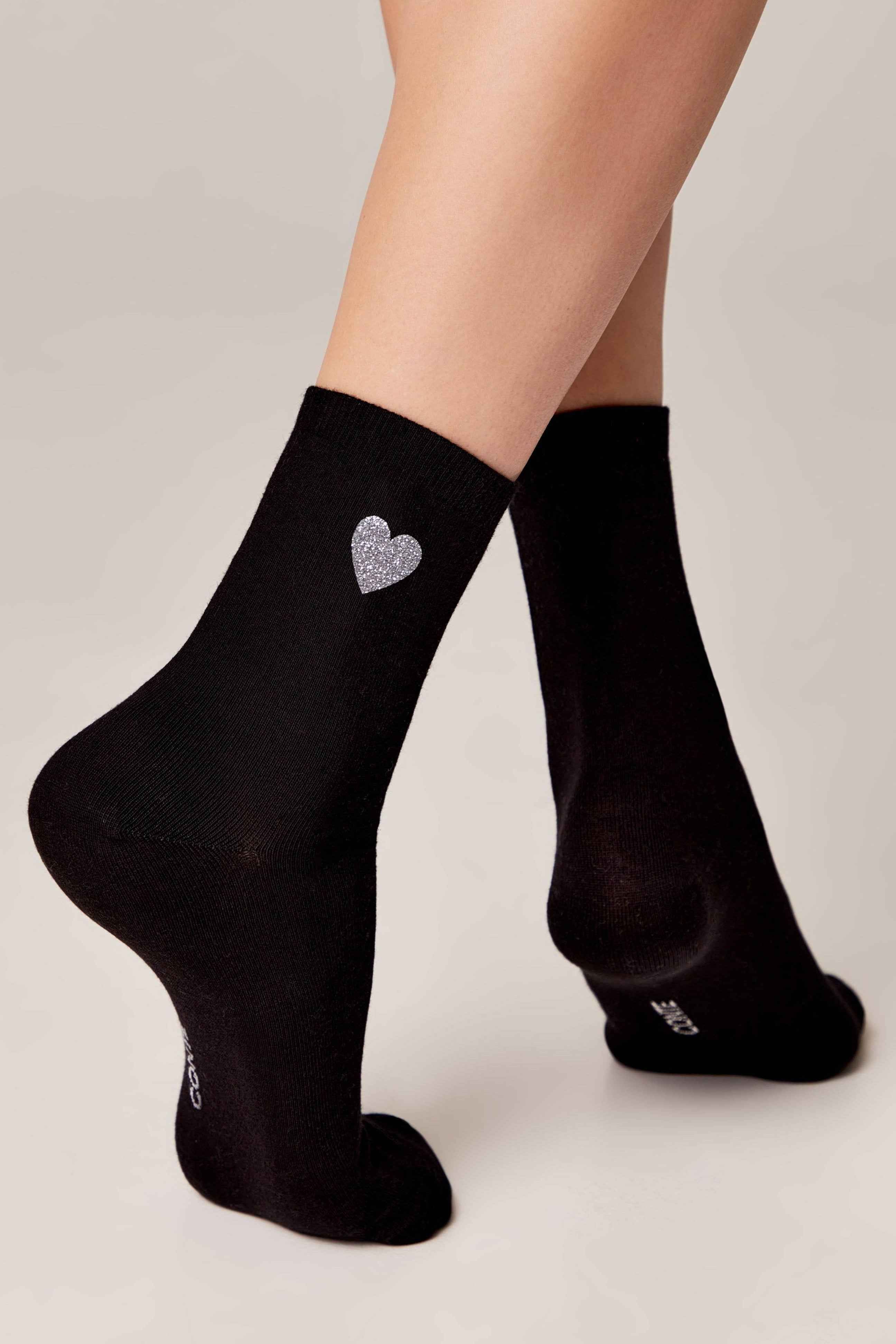 Cotton Socks Conte Classic 427 - Shimmering Heart Pattern