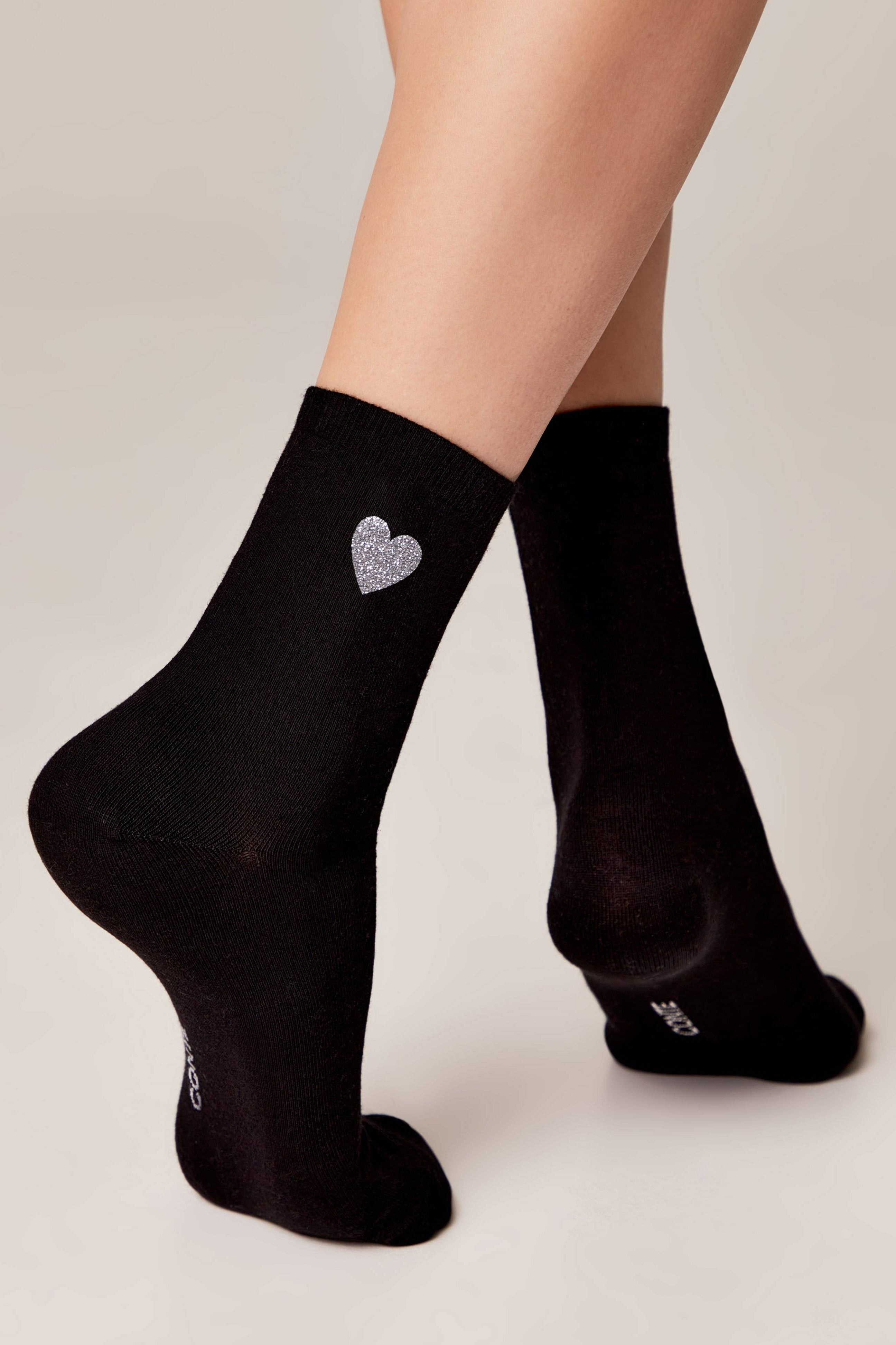 Cotton Socks Conte Classic 427 - Shimmering Heart Pattern - DestGlow