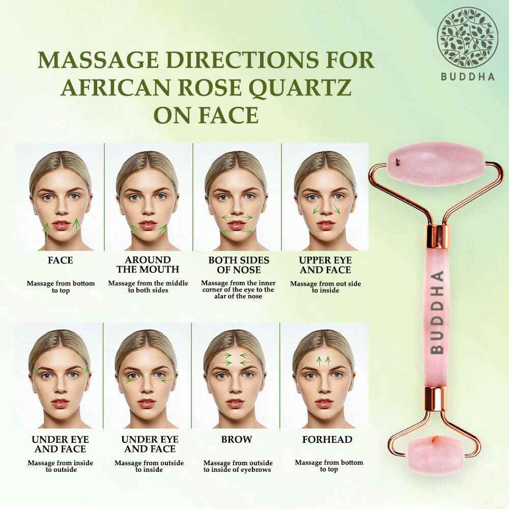 Buddha Natural M African Rose Quartz Face Roller - Helps To Reduce Puffiness Massager