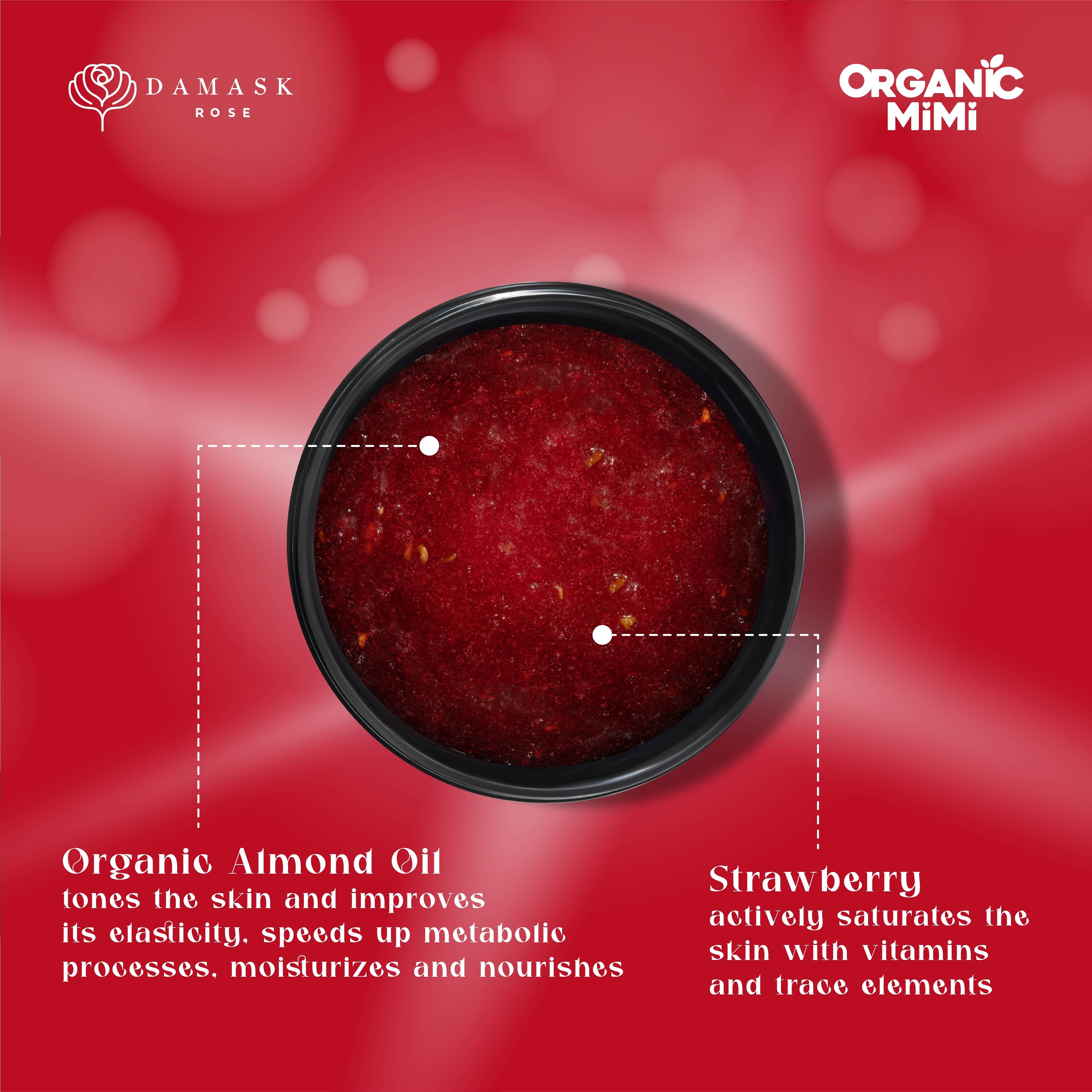 Organic Mimi, Body Scrub Jam Almond & Strawberry, 250 g by Damask Rose