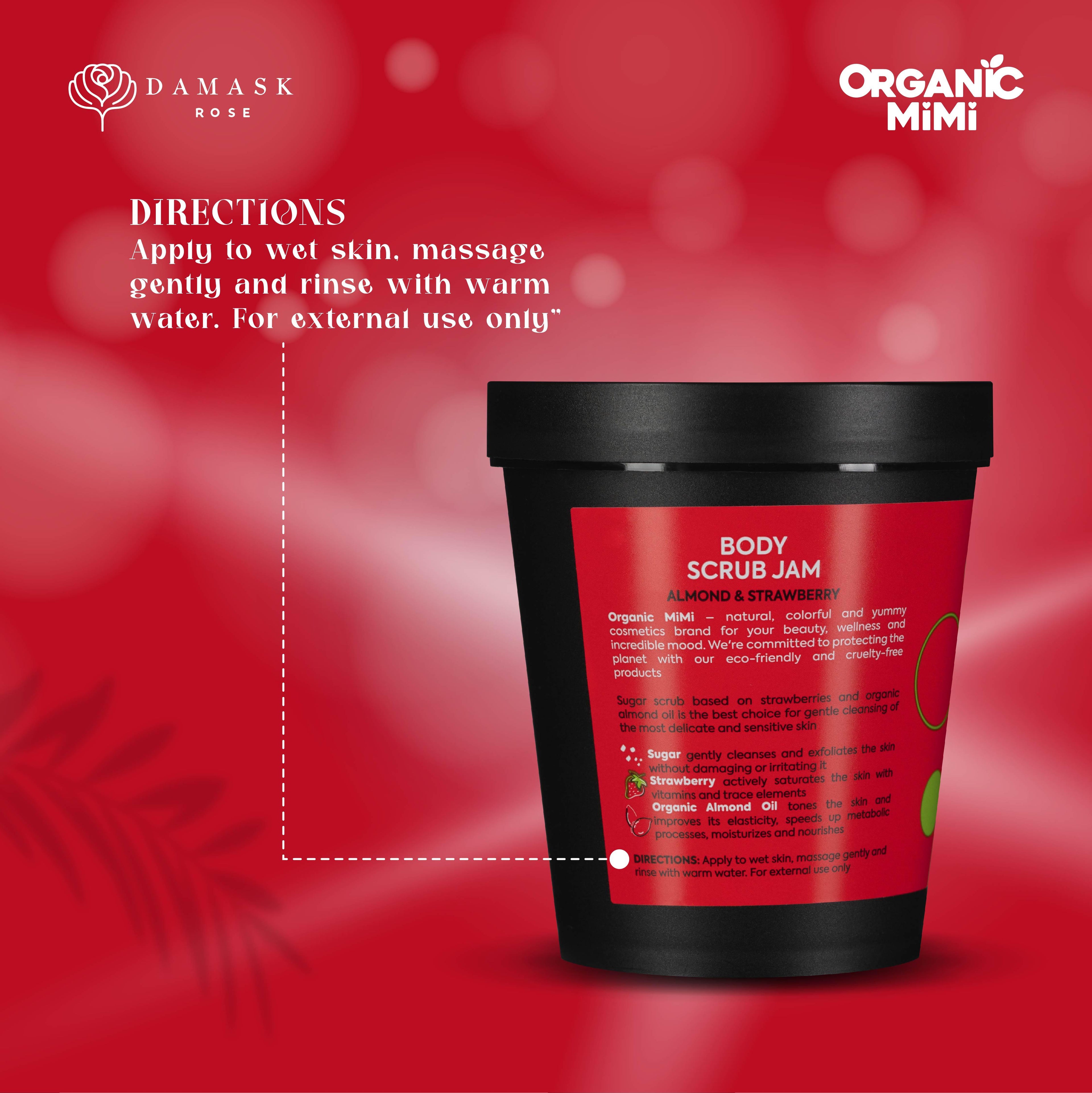 Organic Mimi, Body Scrub Jam Almond & Strawberry, 250 g by Damask Rose