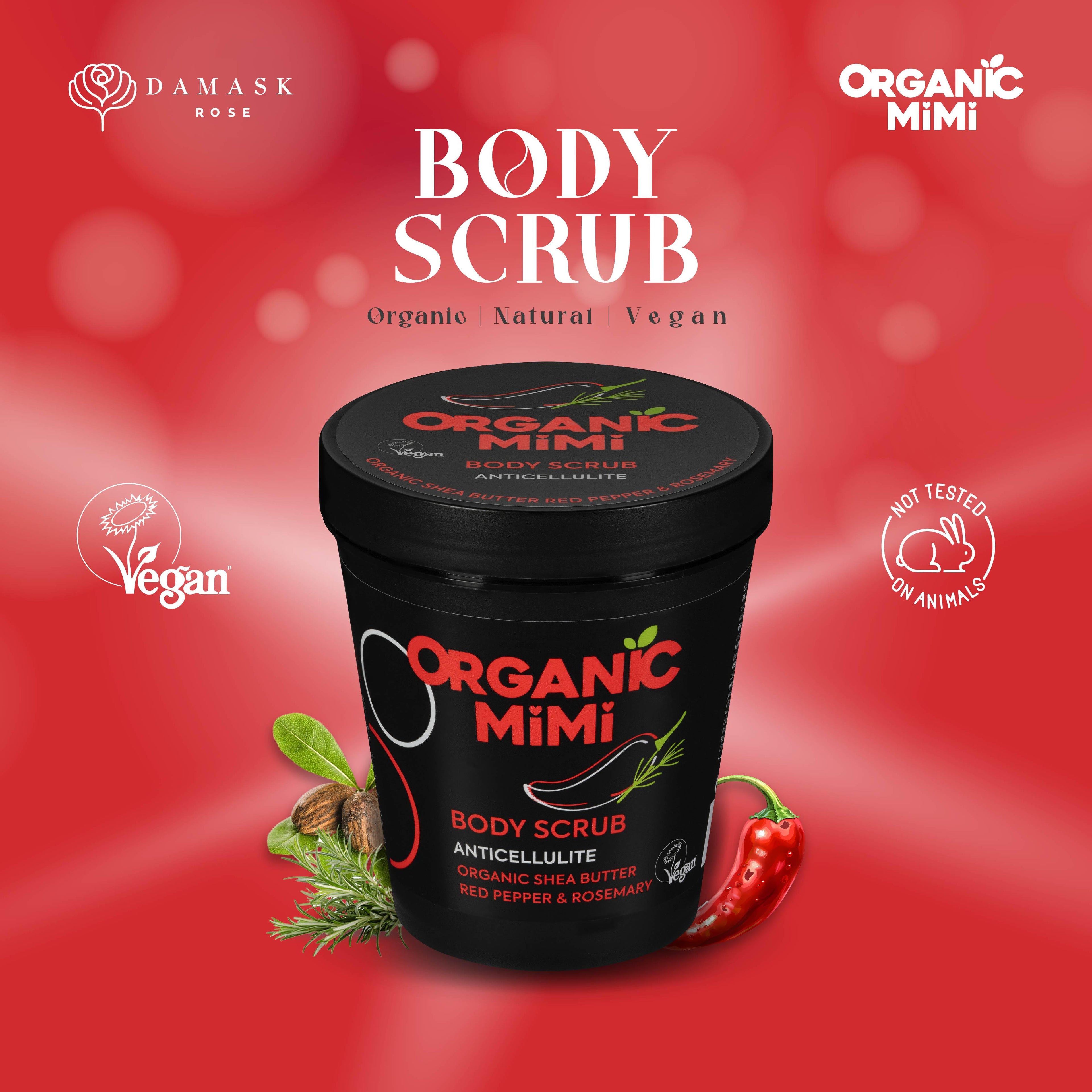Organic Mimi, Body Scrub Anticellulite Red Pepper & Rosemary, 250 g by Damask Rose