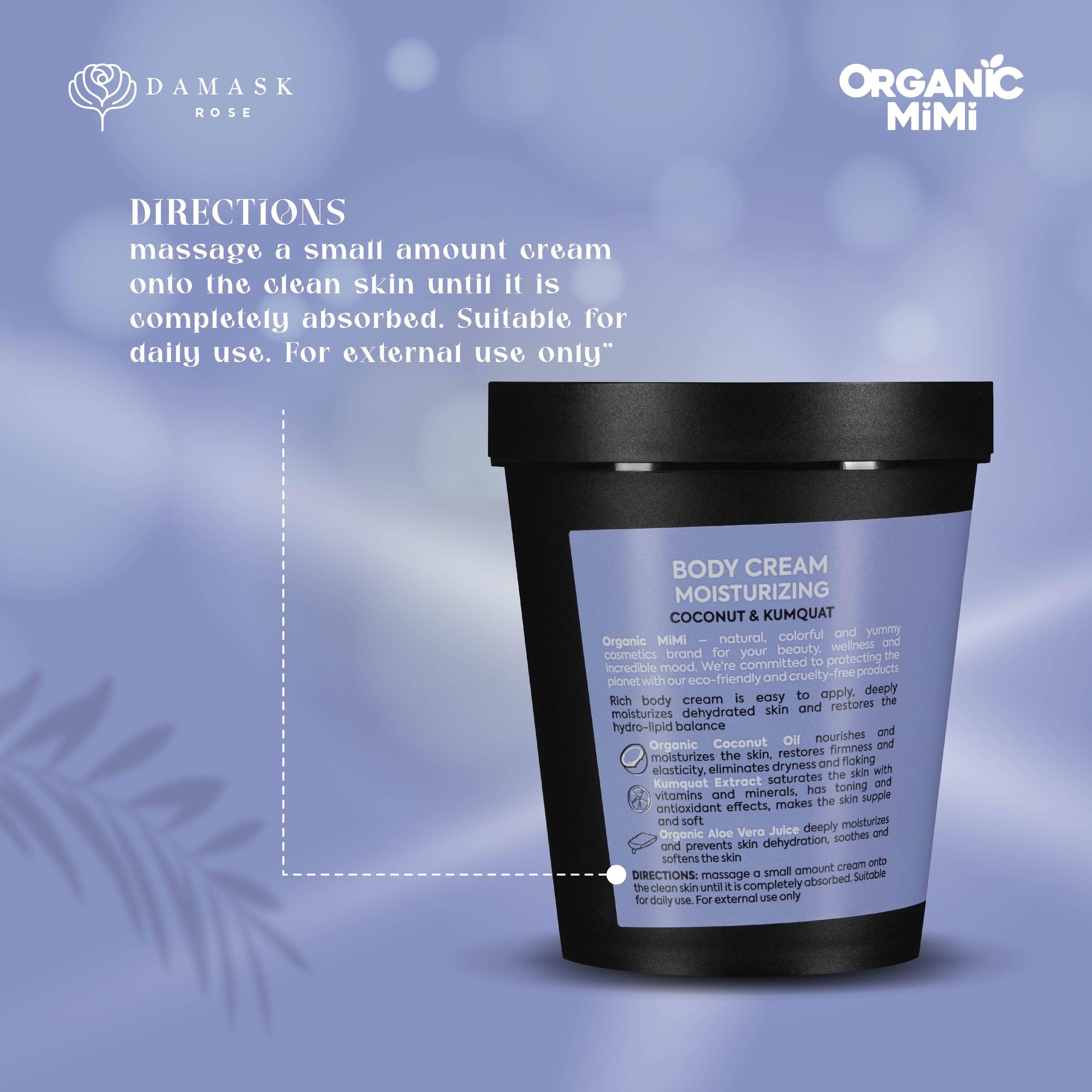 Organic Mimi, Body Cream Moisturizing Coconut & Kumquat, 200 ml by Damask Rose