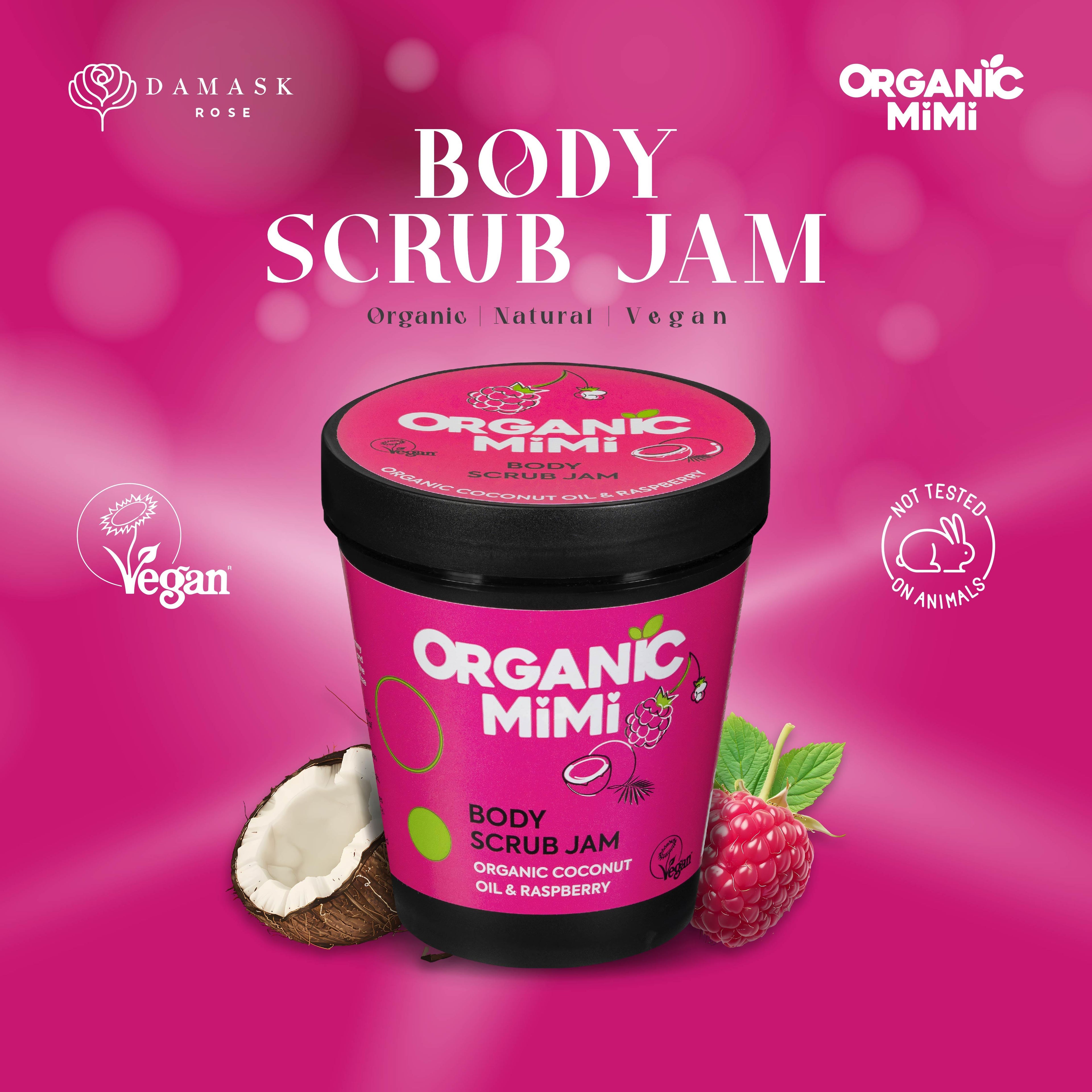 Organic Mimi, Body Scrub Jam Coconut & Raspberry, 250 g by Damask Rose