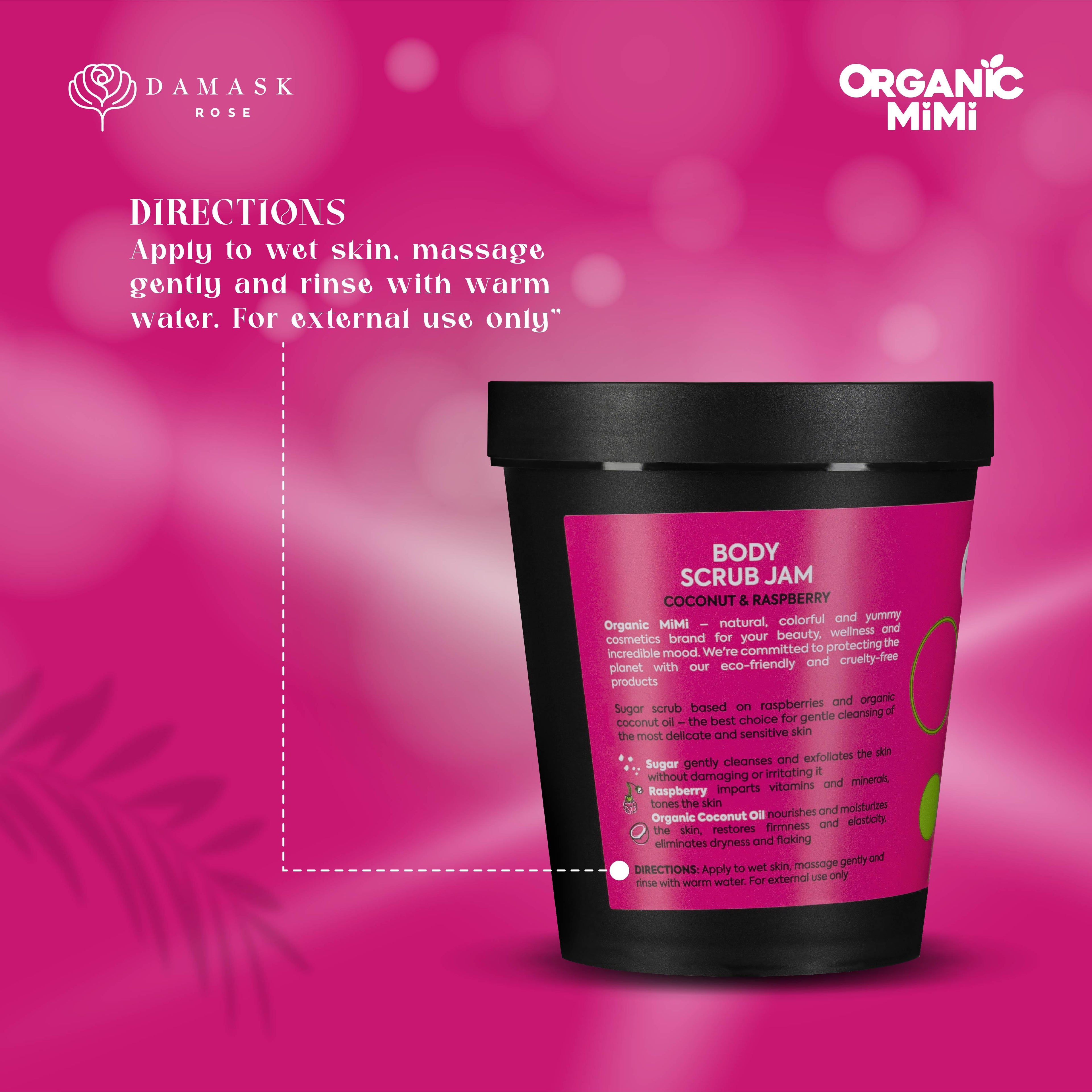 Organic Mimi, Body Scrub Jam Coconut & Raspberry, 250 g by Damask Rose