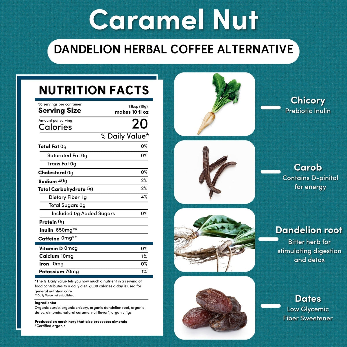 Dandelion Caramel Nut Chicory Herbal Coffee DestGlow