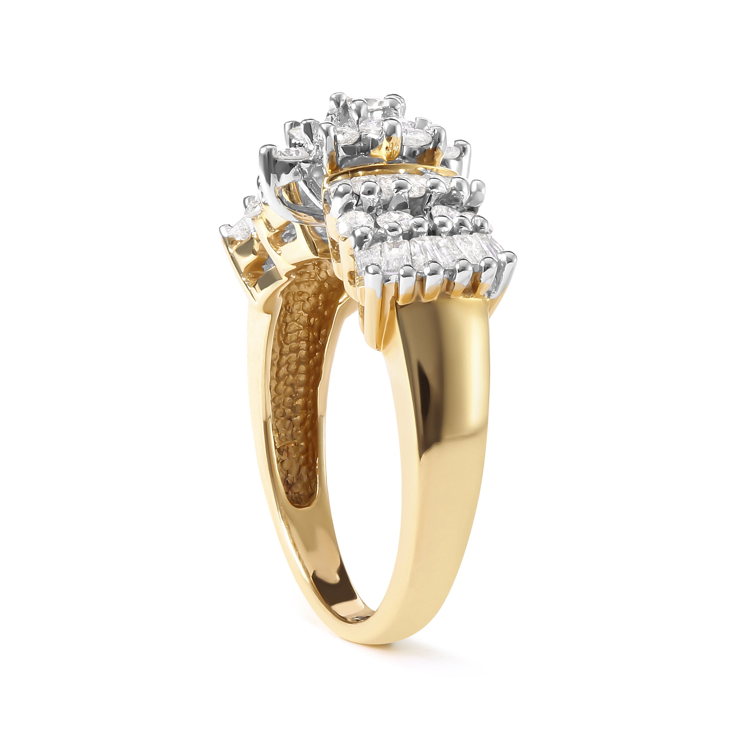 10K Yellow Gold 1.00 Cttw Diamond Starburst Ring Band (H-I Color, I1-I2 Clarity) - Ring Size 7 by Bids.com