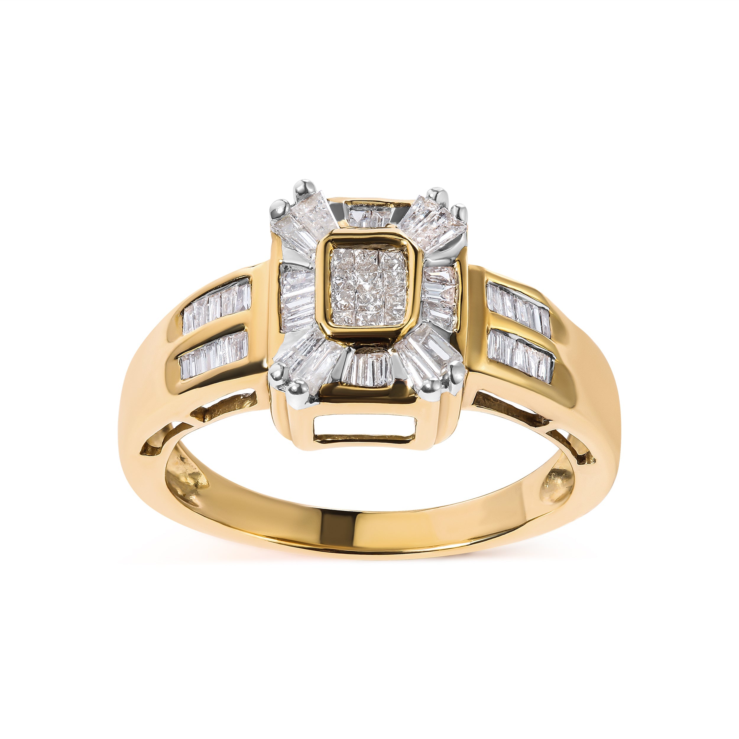 10K Yellow Gold 1/2 Cttw Diamond Composite and Halo Ring (H-I Color, SI1-SI2 Clarity) - Ring Size 7 by Bids.com