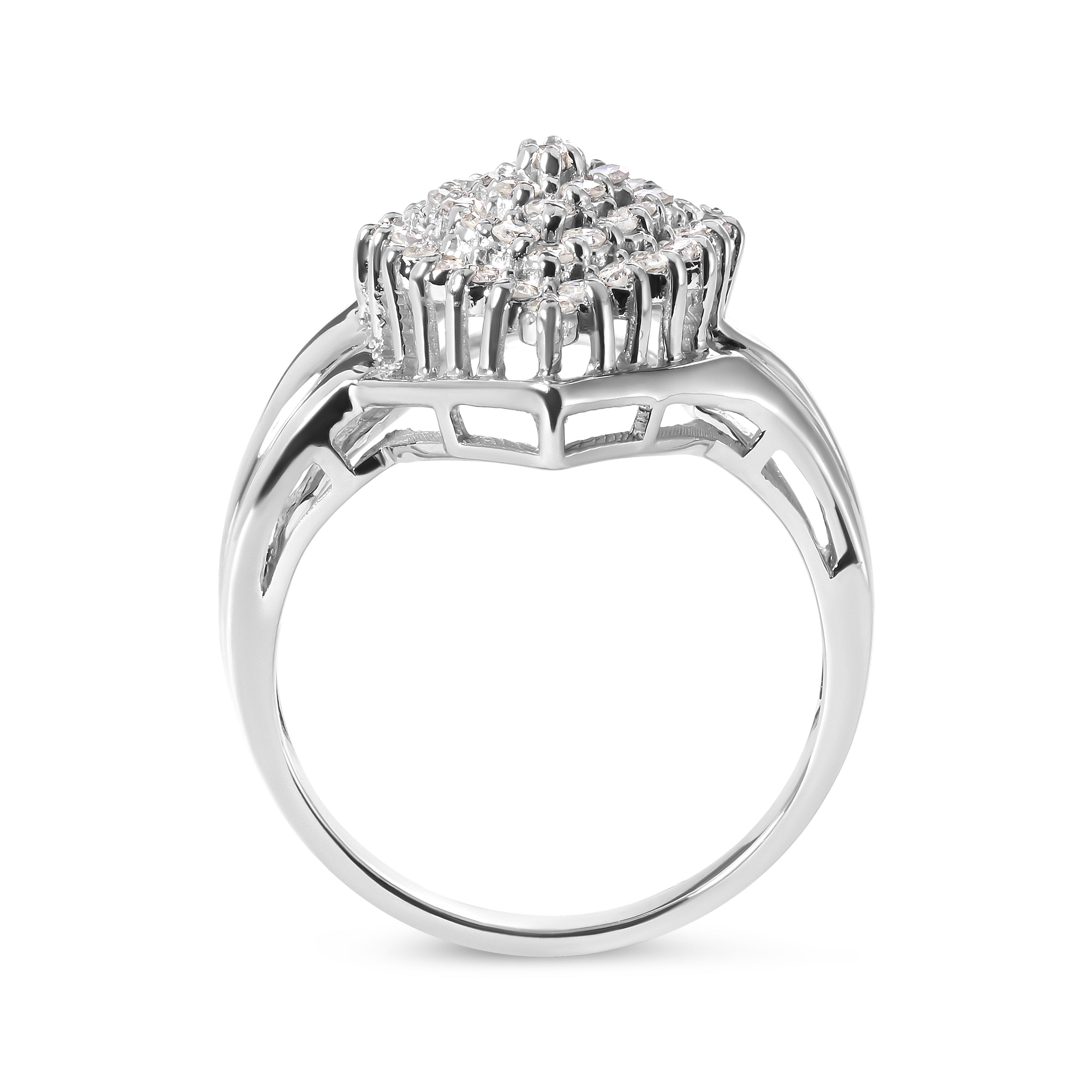10K White Gold 1/2 Cttw Diamond Pear Shaped Cluster Ring (H-I Color, I1-I2 Clarity) - Ring Size 7 by Bids.com