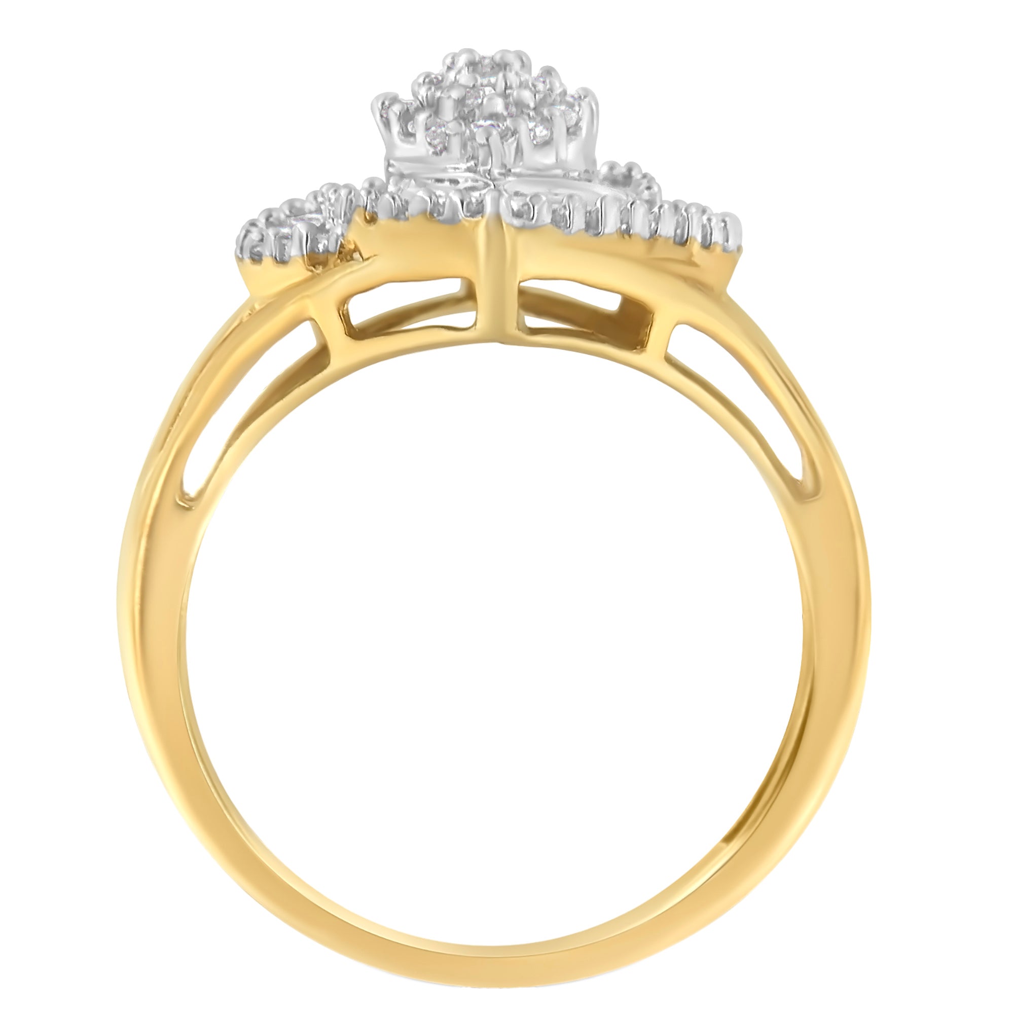 10K Yellow Gold Diamond Cocktail Ring (1/2 Cttw, J-K Color, I2-I3 Clarity) - Size 6-1/2 by Bids.com