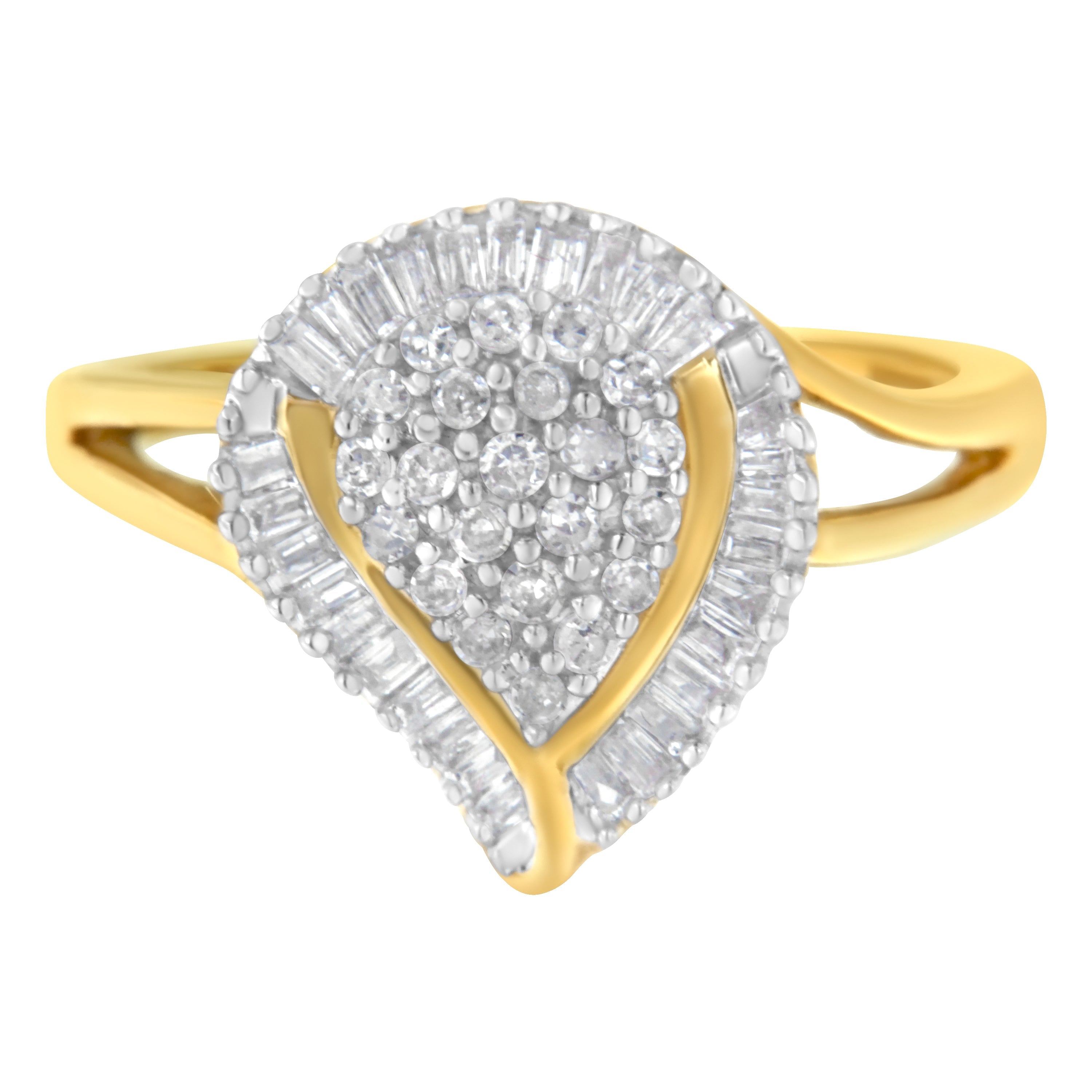 10K Yellow Gold Diamond Cluster Ring (1/2 Cttw, I-J Color, I1-I2 Clarity) - Size 8 by Bids.com