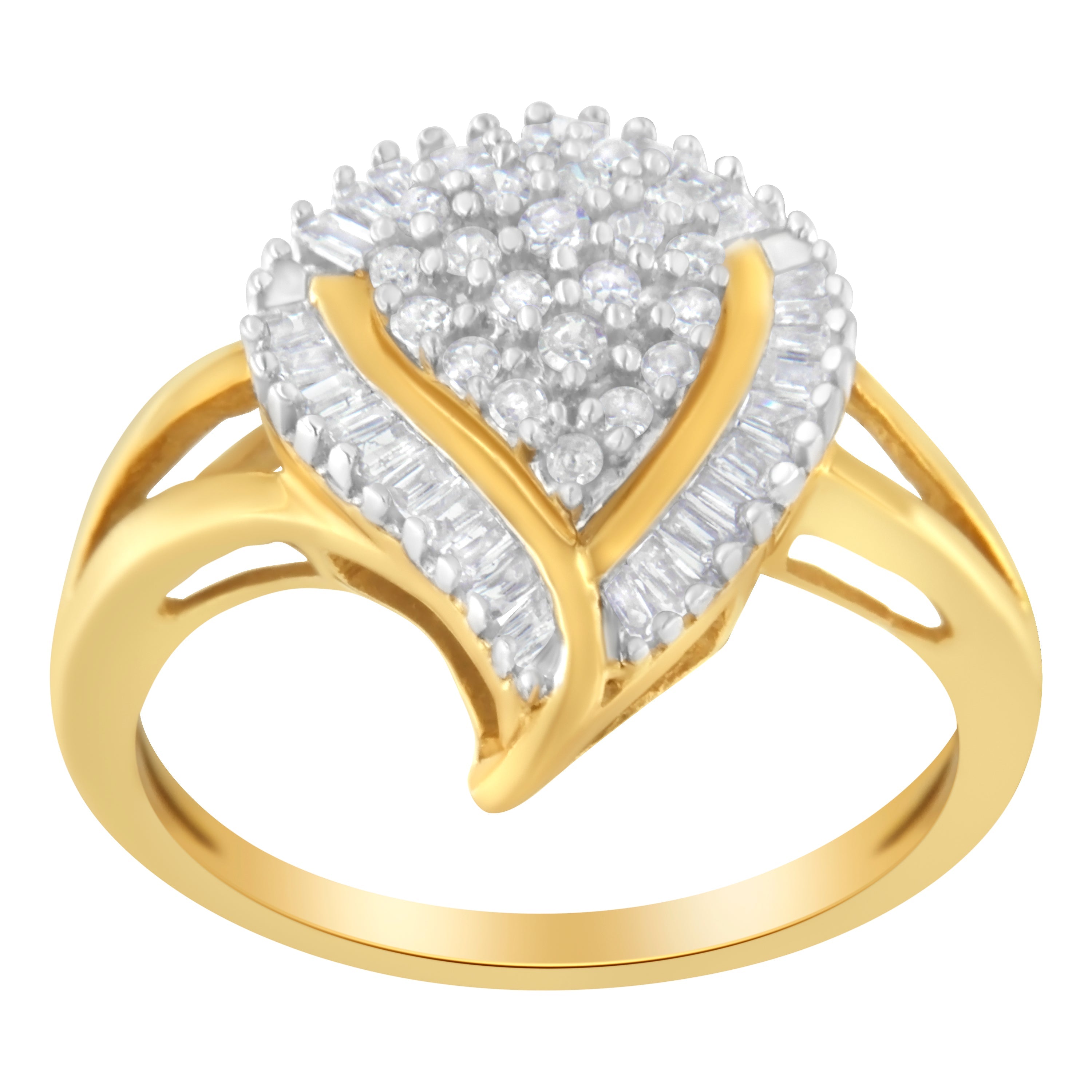 10K Yellow Gold Diamond Cluster Ring (1/2 Cttw, I-J Color, I1-I2 Clarity) - Size 8 by Bids.com