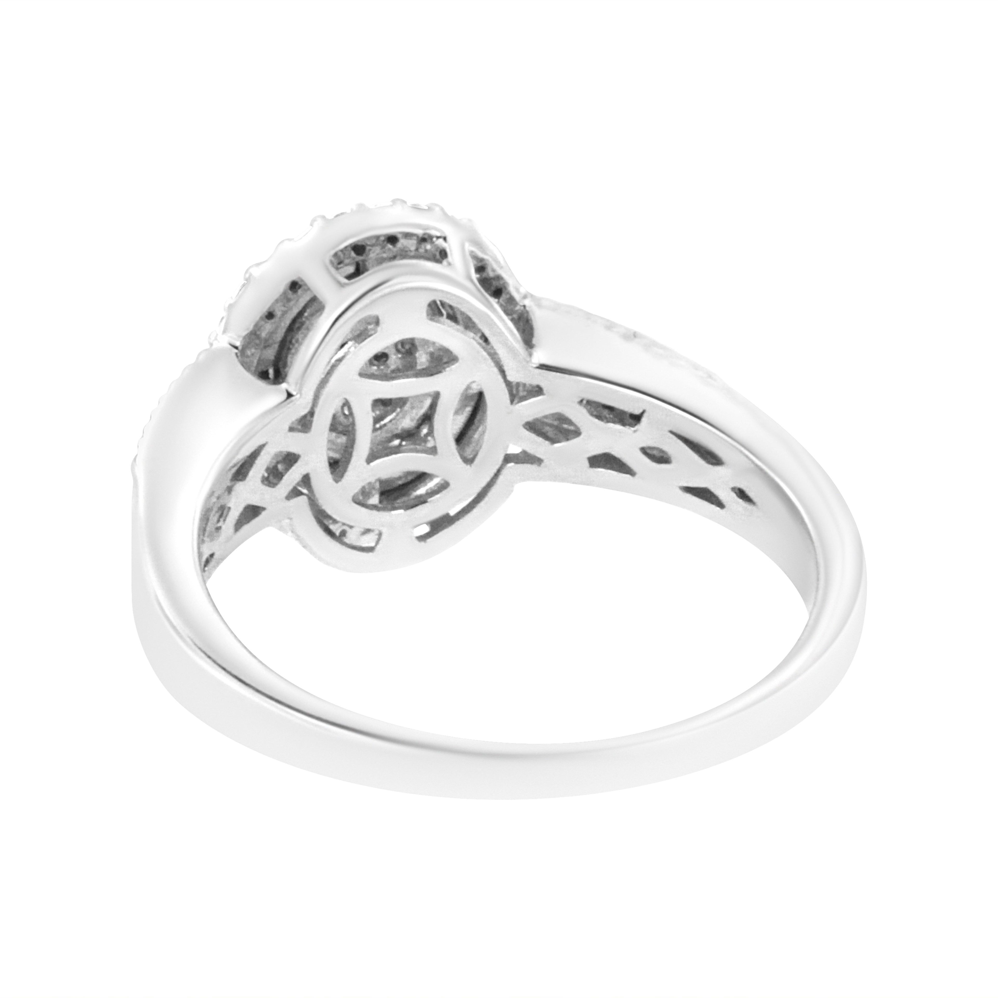.925 Sterling Silver 1/3 Cttw Pave Set Round-Cut Diamond Braided Halo Cocktail Ring (I-J Color, I2-I3 Clarity) - Size 7 by Bids.com
