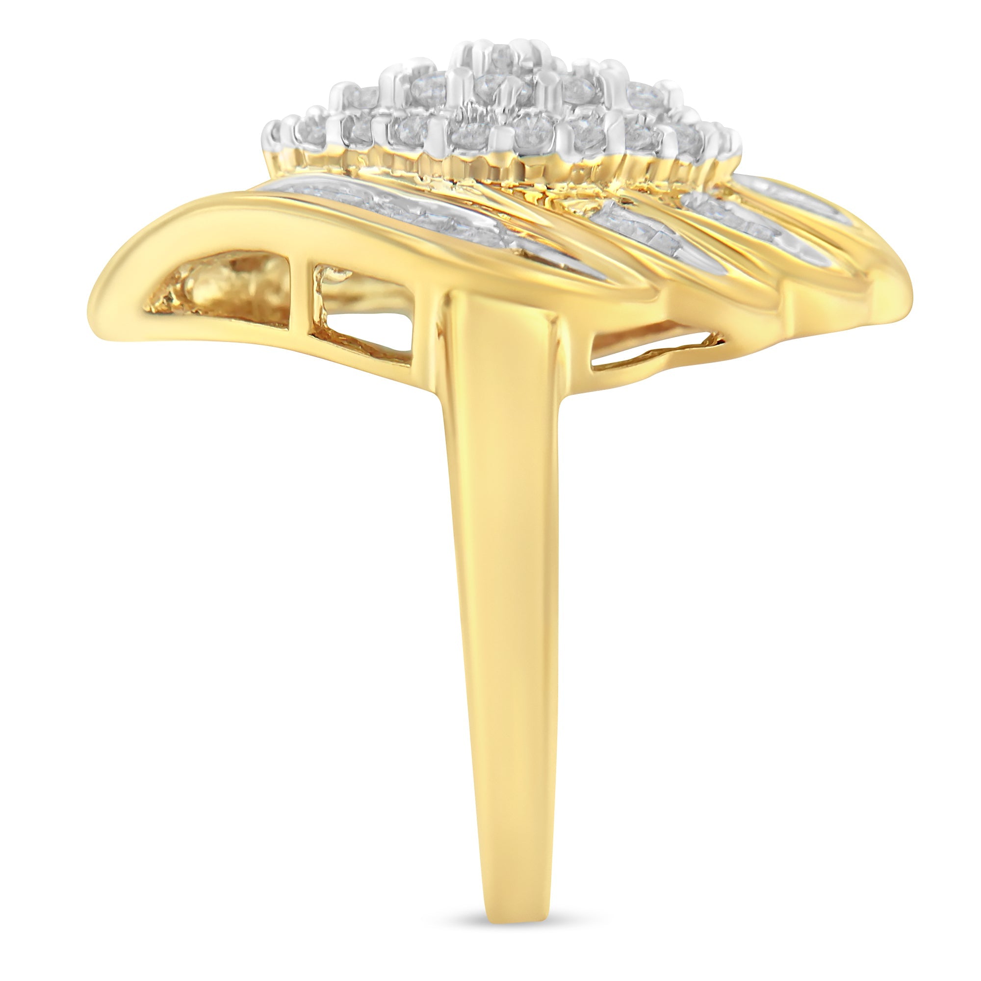 10K Yellow Gold Plated .925 Sterling Silver Diamond Cocktail Ring (3/4 Cttw, I-J Color, I2-I3 Clarity) - Size 6 by Bids.com