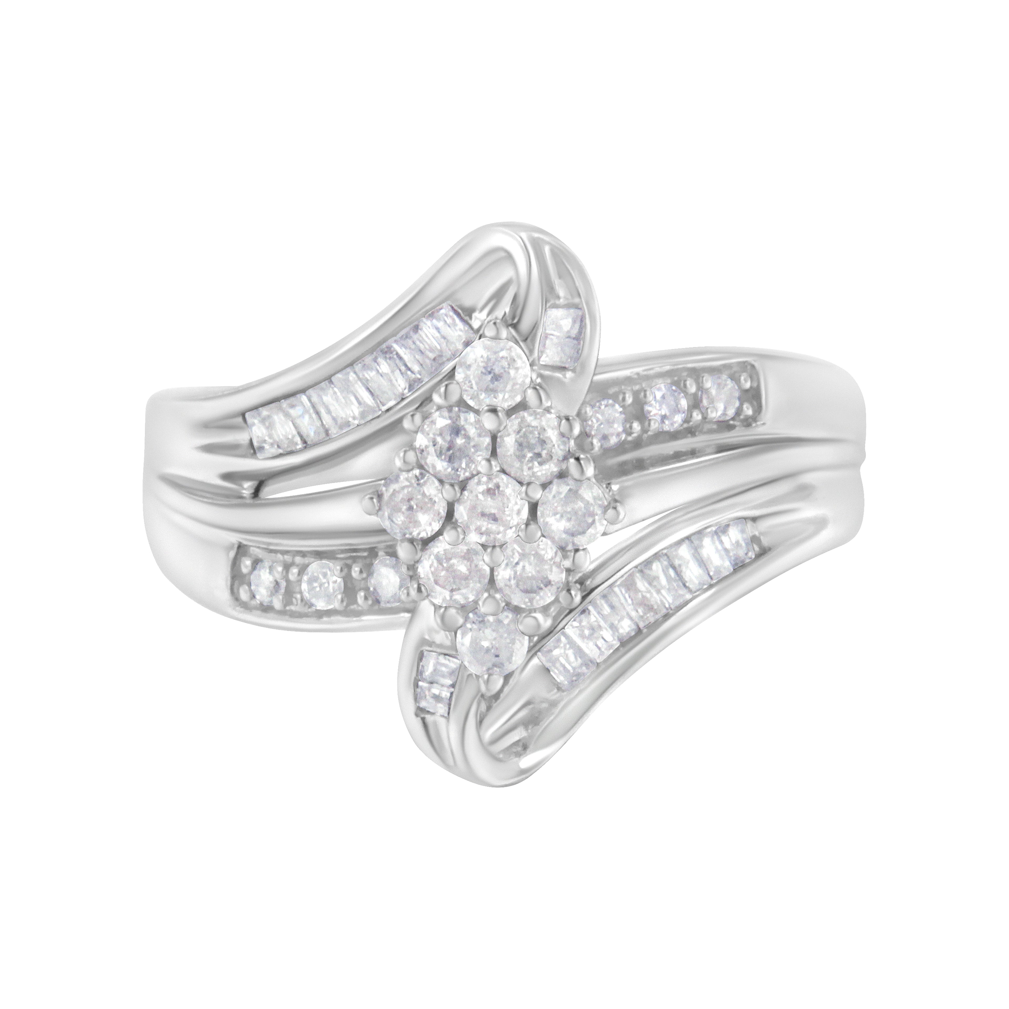 10K White Gold 1/2 cttw Diamond Cluster Ring (H-I Clarity, I2-I3 Color) - Size 6 by Bids.com