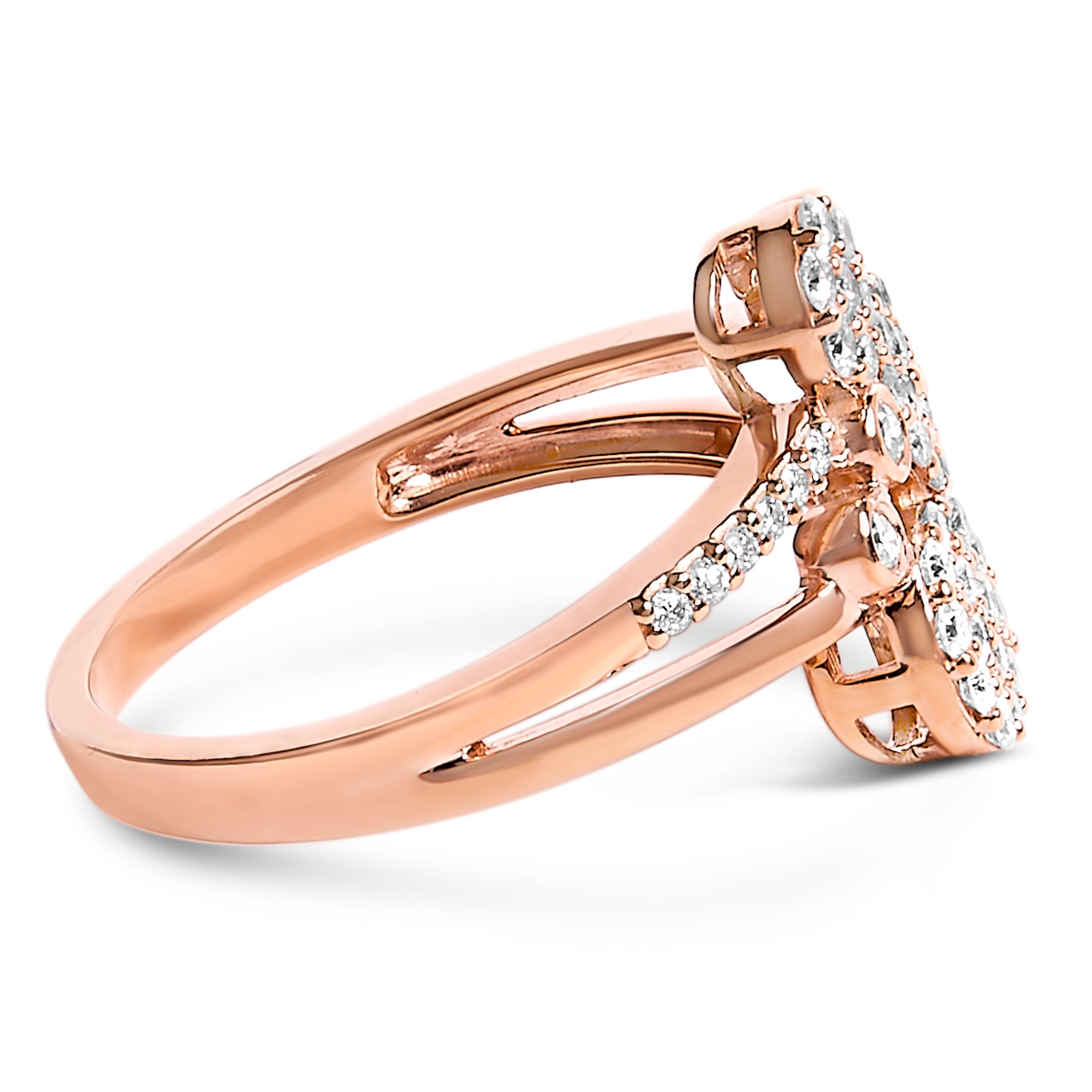 14K Rose Gold Plated .925 Sterling Silver 1/2 Cttw Diamond Scatter Composite Bypass Ring (I-J Color, I1-I2 Clarity) - Size 7 by Bids.com