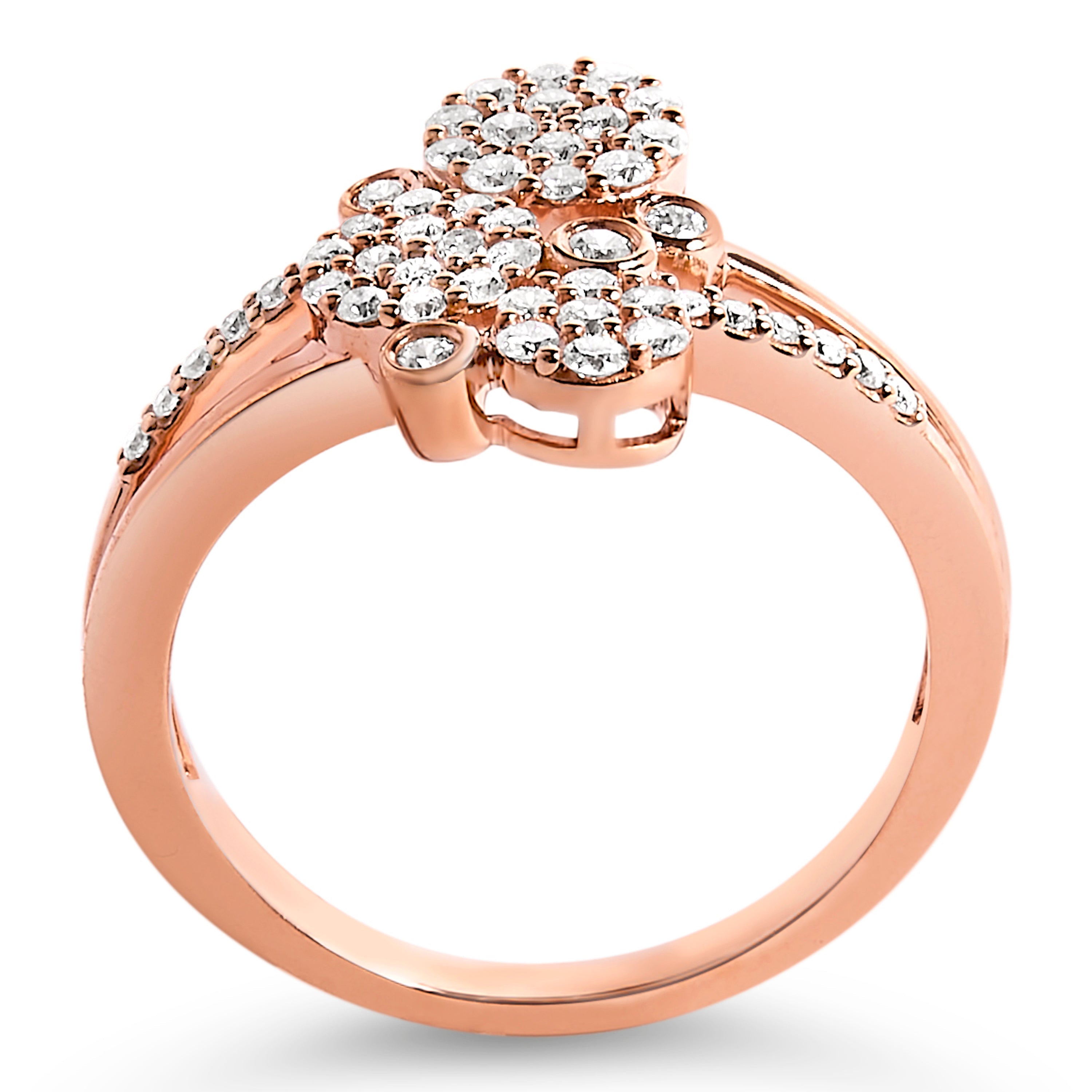 14K Rose Gold Plated .925 Sterling Silver 1/2 Cttw Diamond Scatter Composite Bypass Ring (I-J Color, I1-I2 Clarity) - Size 7 by Bids.com
