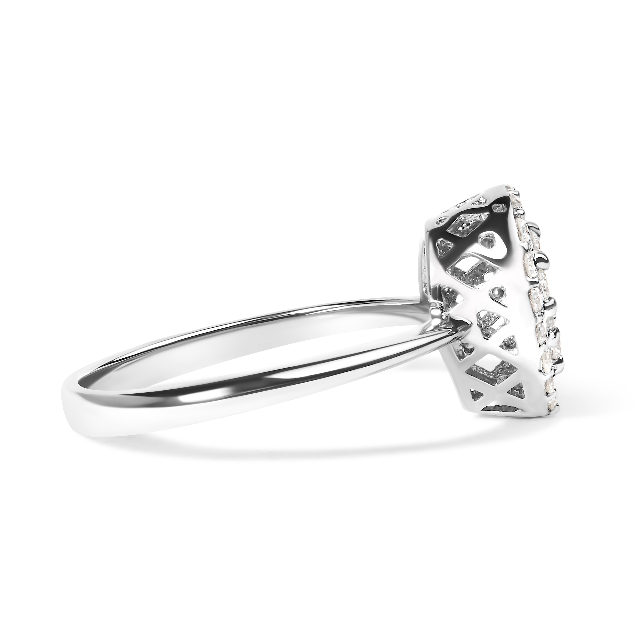 10K White Gold 3/8 Cttw Round-Cut Lab Grown Diamond Cluster Pear Promise Ring (G-H Color, VS2-SI1 Clarity) - Size 7 DestGlow