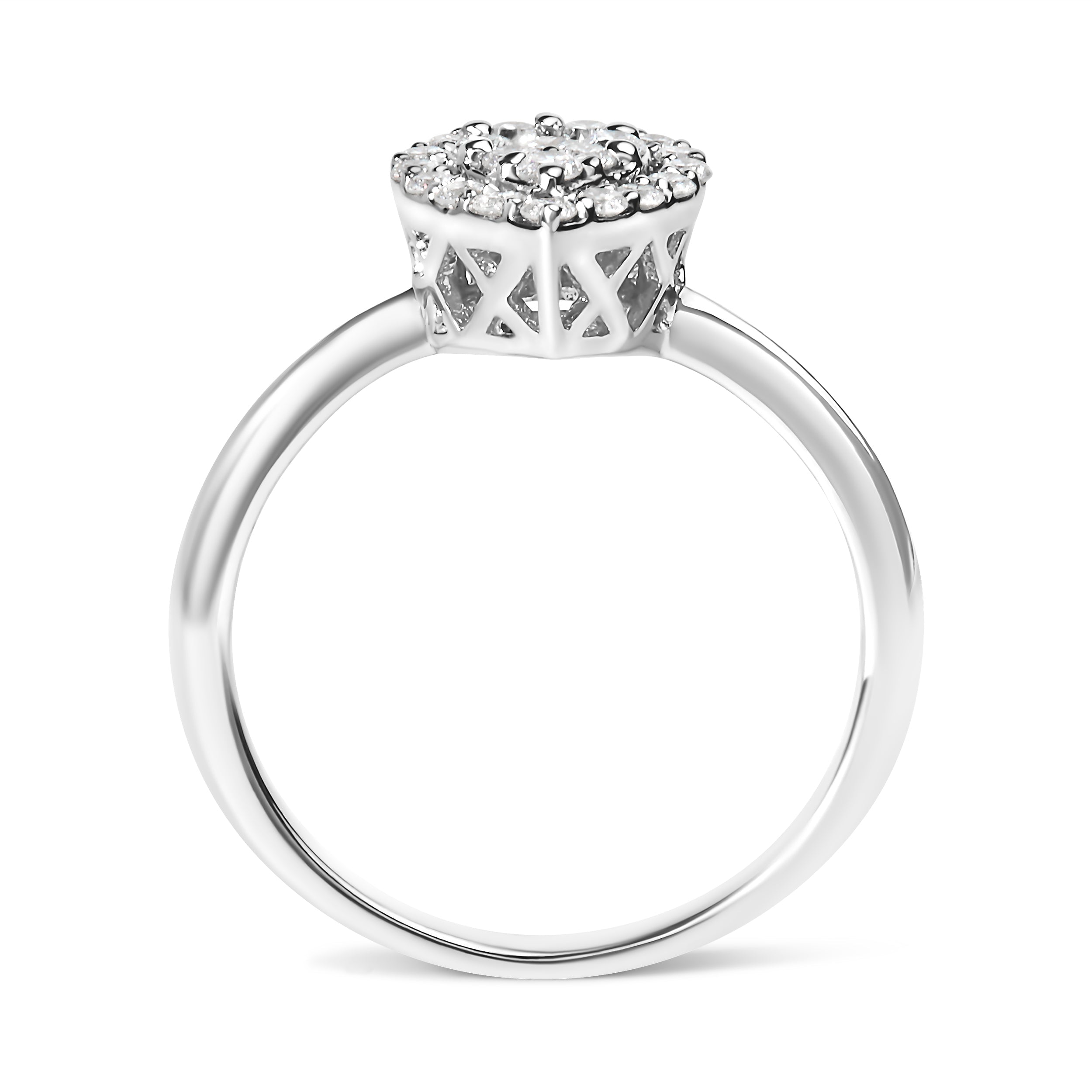 10K White Gold 3/8 Cttw Round-Cut Lab Grown Diamond Cluster Pear Promise Ring (G-H Color, VS2-SI1 Clarity) - Size 7 DestGlow