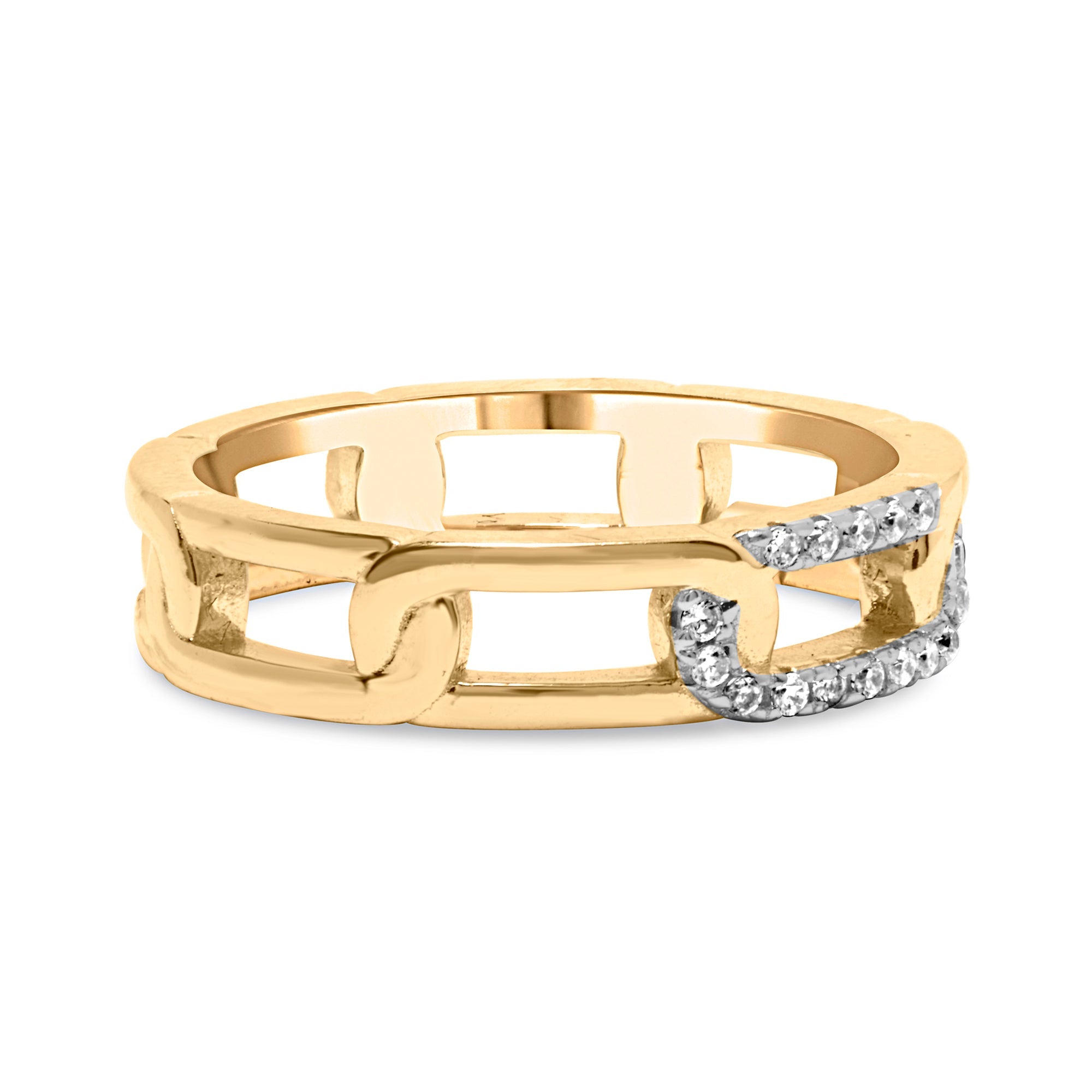 10K Yellow Gold Diamond Accent Paperclip Band Ring (I-J Color, I2-I3 Clarity) - Size 7 by Bids.com