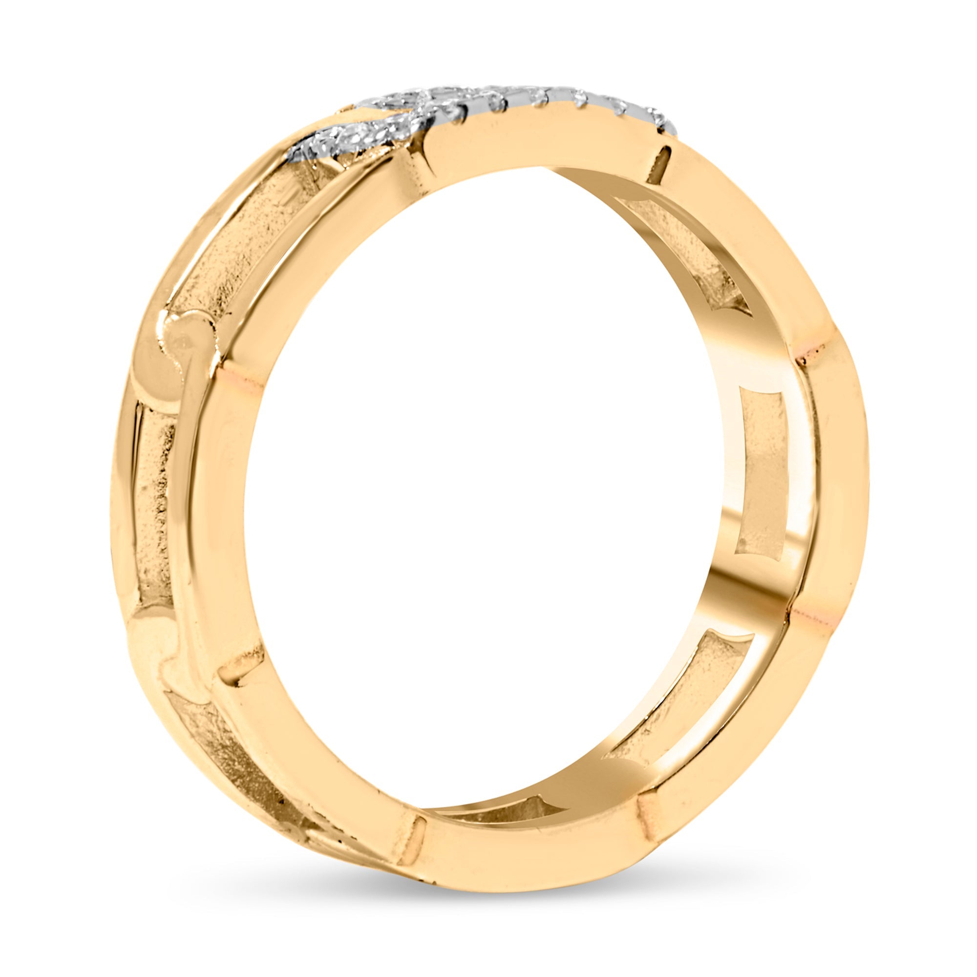 10K Yellow Gold Diamond Accent Paperclip Band Ring (I-J Color, I2-I3 Clarity) - Size 7 by Bids.com