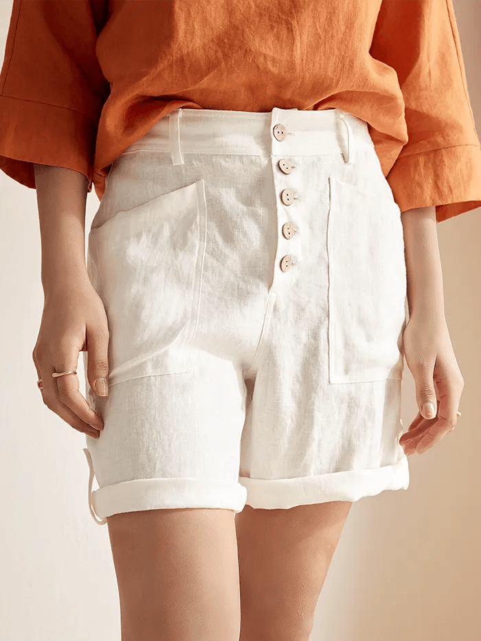Linen Button-Fly Quarter Shorts LUCY by LINTICO