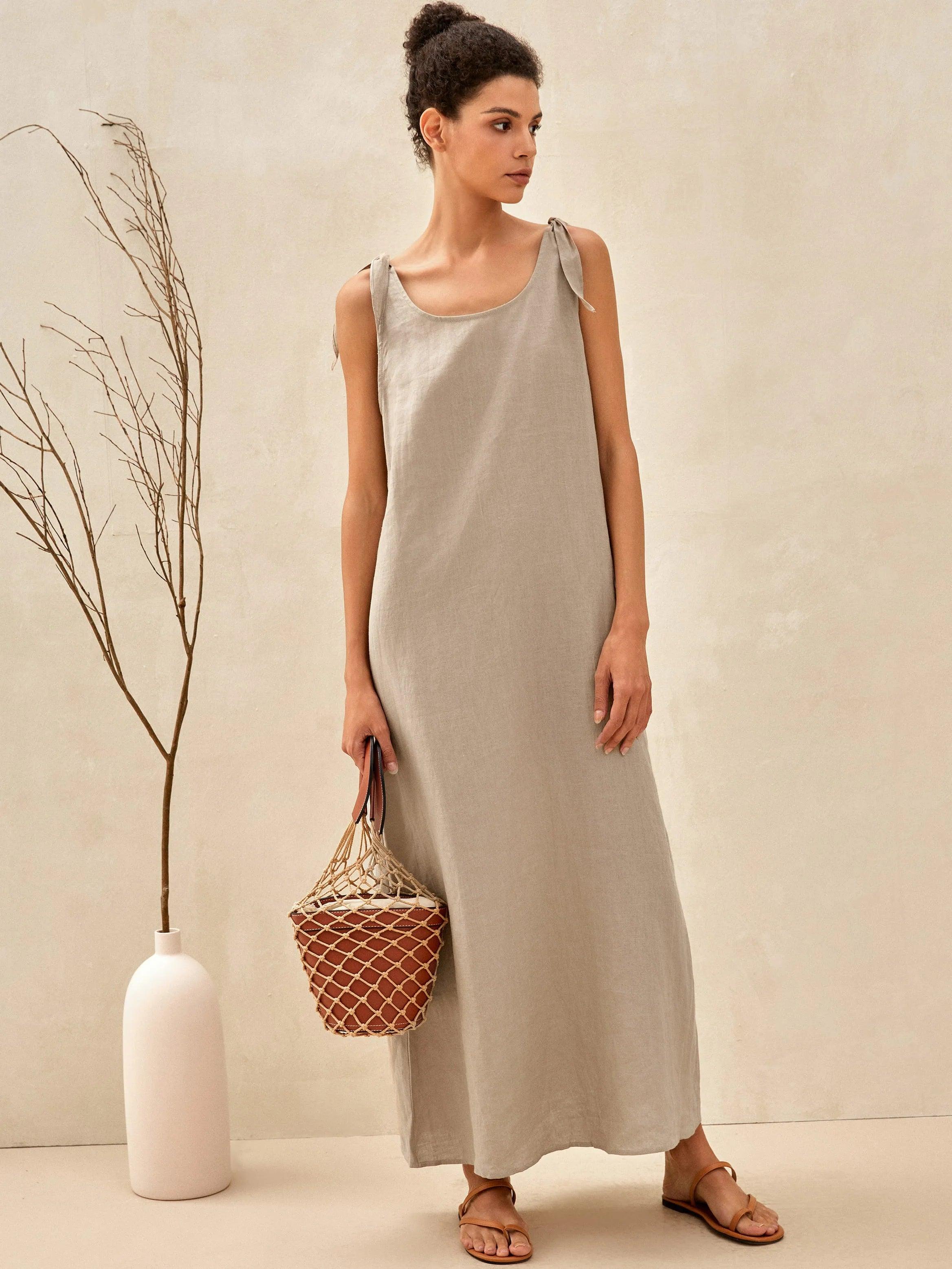 100% Linen Camisole Dress QEARL by LINTICO