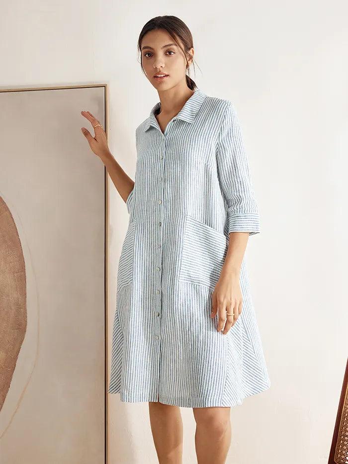 100% Linen Shirt Dress MADISON DestGlow