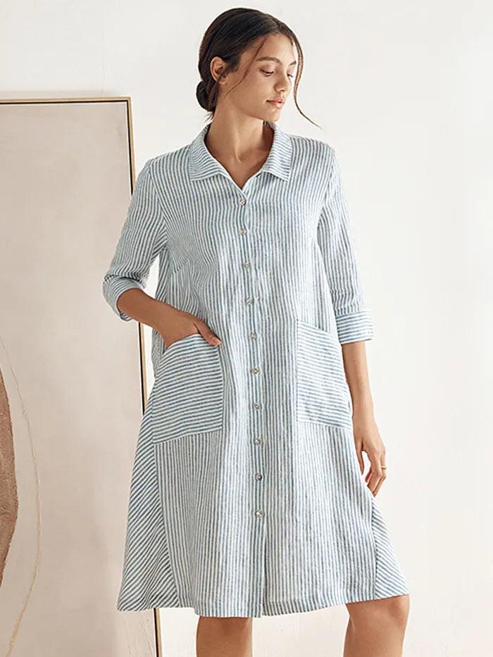 100% Linen Shirt Dress MADISON DestGlow