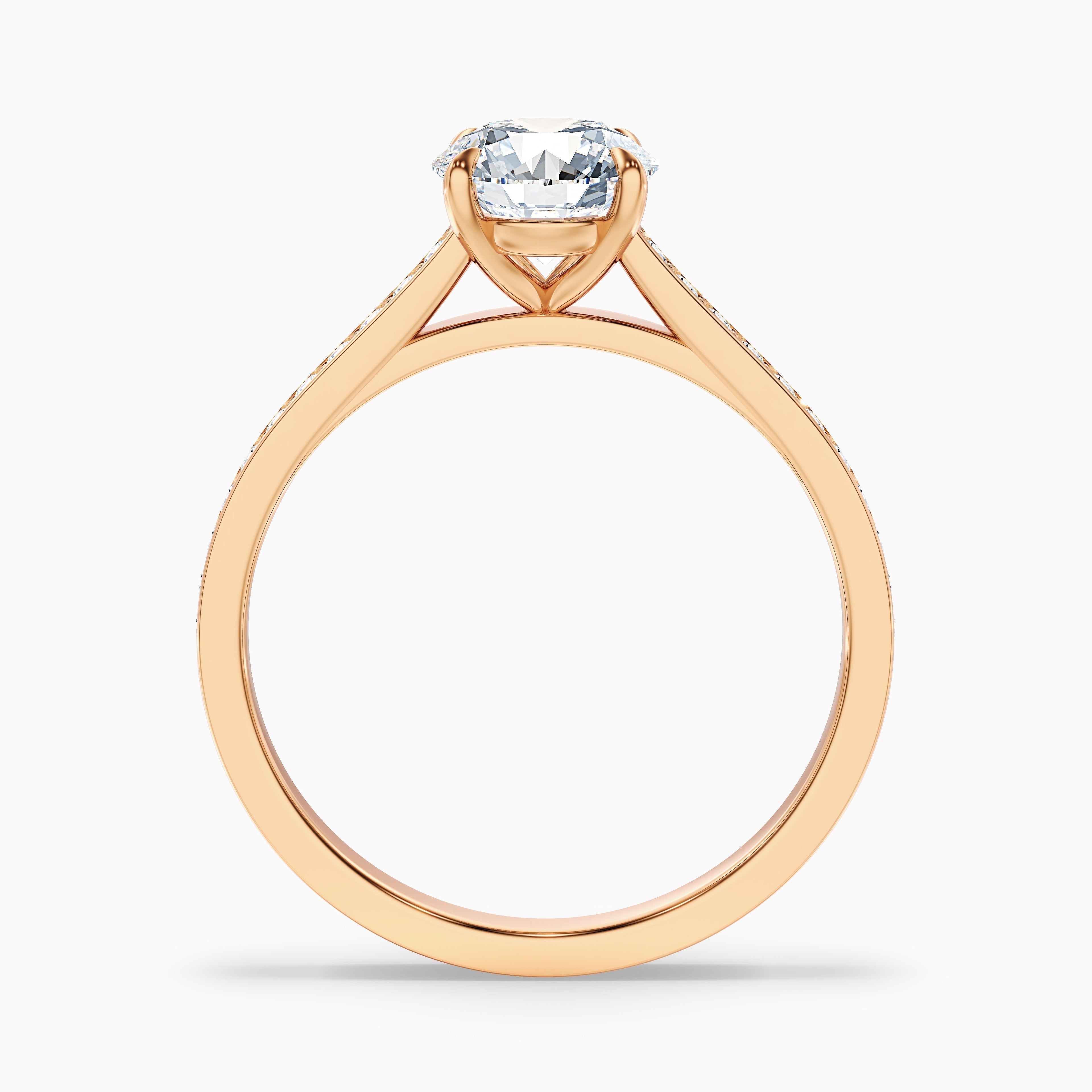 Sofia 3 Carat Round Side Stone Pave Lab Grown Diamond Ring in 14k White Gold