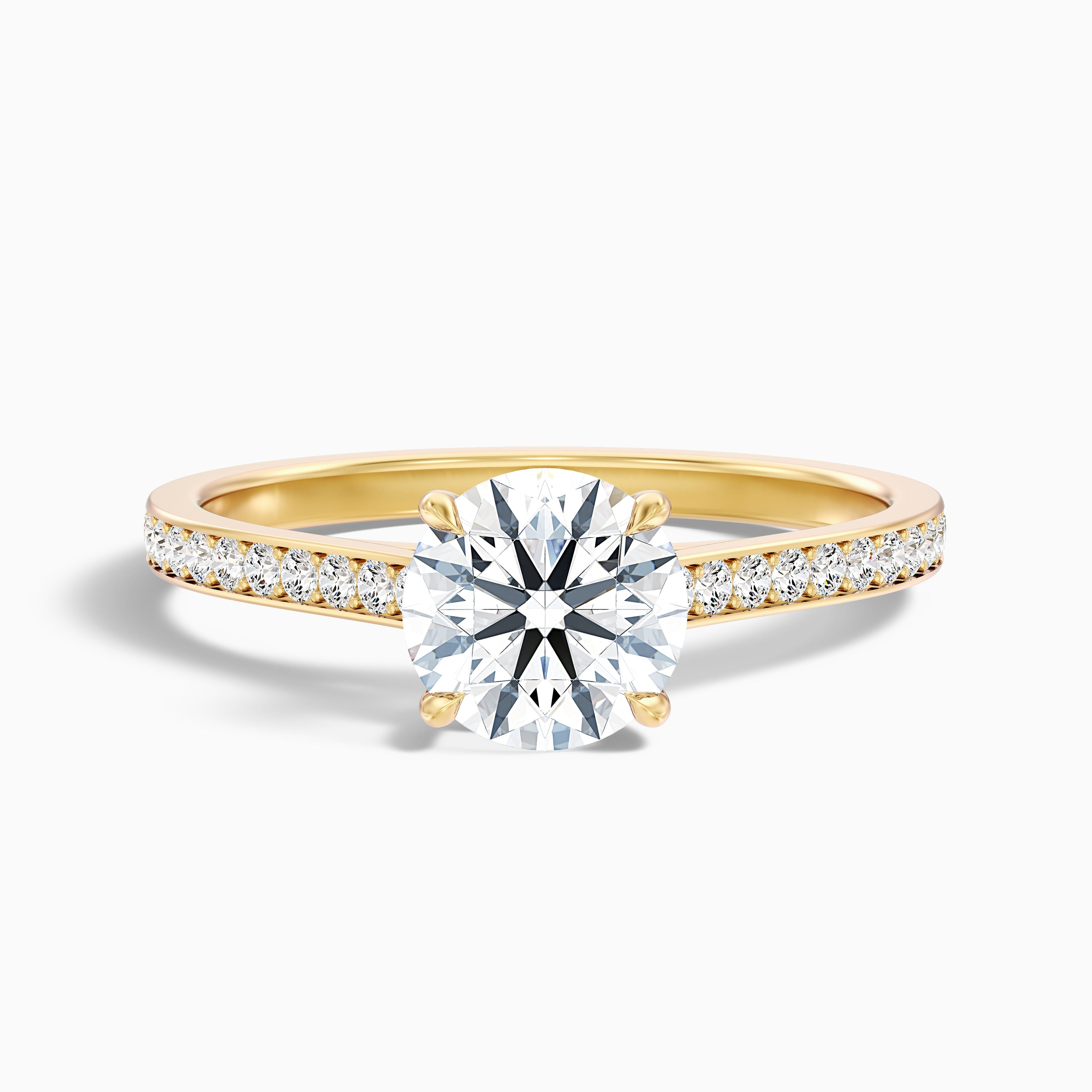 Sofia 3.5 Carat Round Side Stone Pave Lab Grown Diamond Ring in 14k White Gold