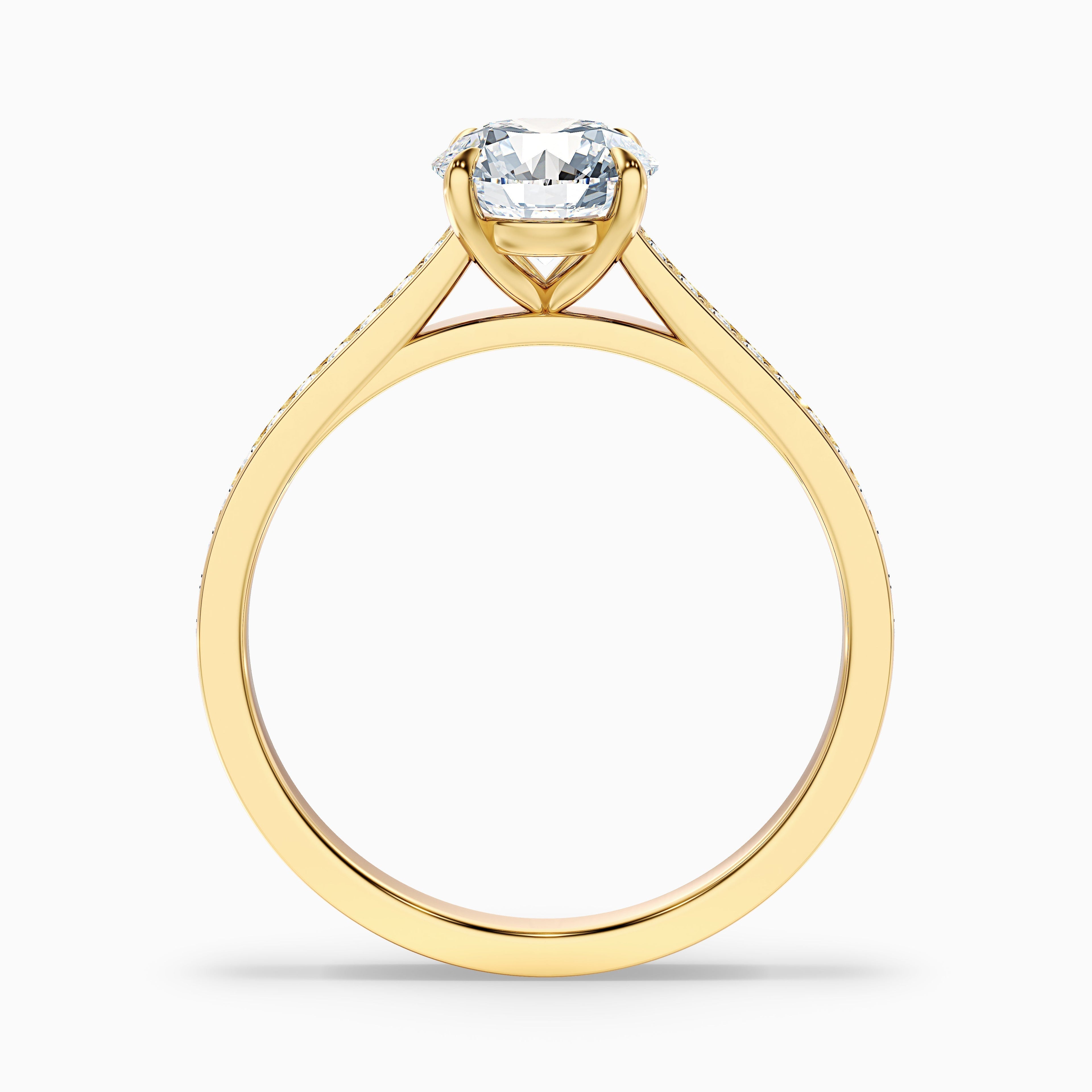 Sofia 1 Carat Round Side Stone Pave Lab Grown Diamond Ring in 925 Sterling Silver