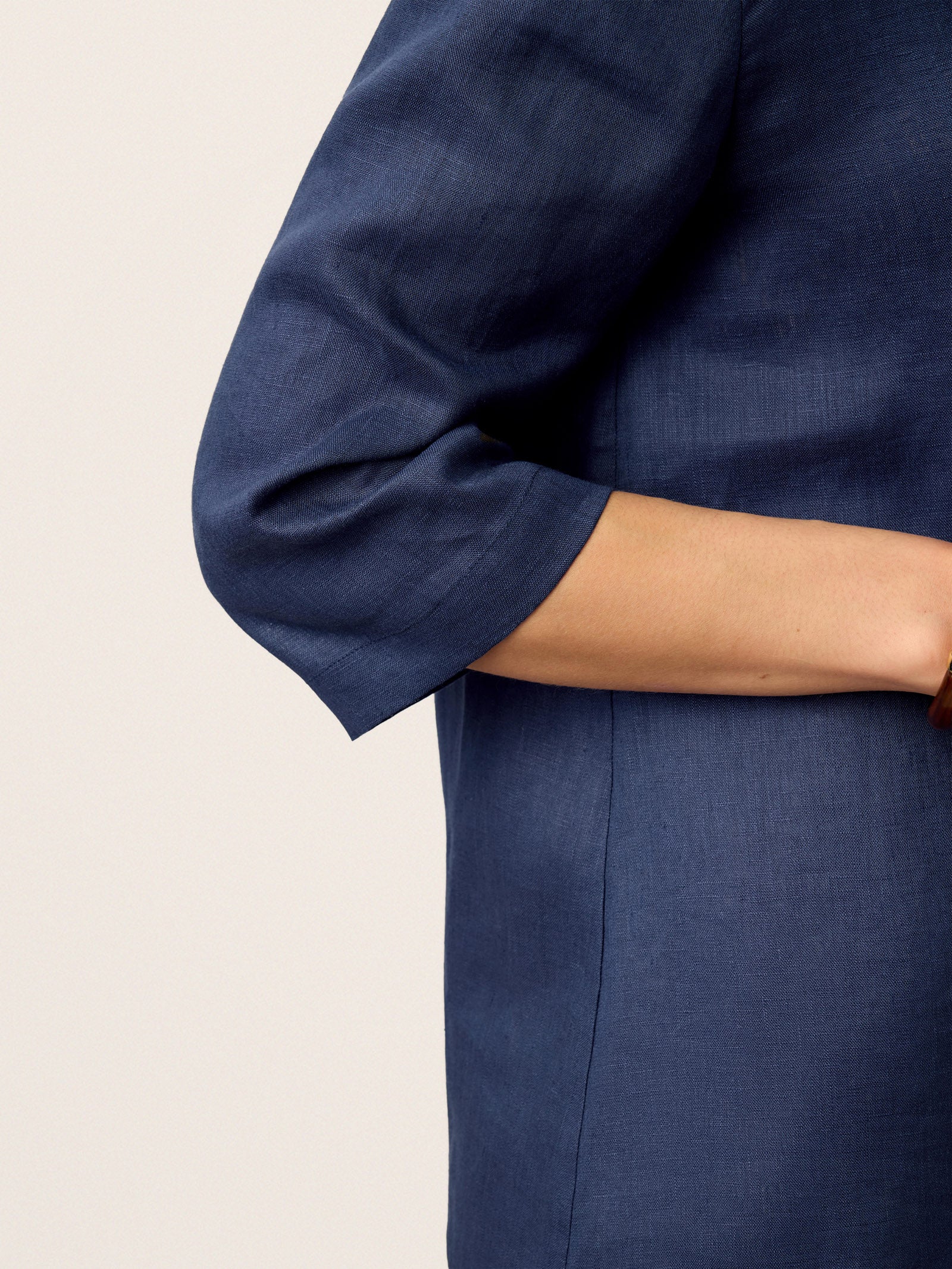 100% Linen Asymmetric Collar Inverted Pleat Top OTTILIE DestGlow