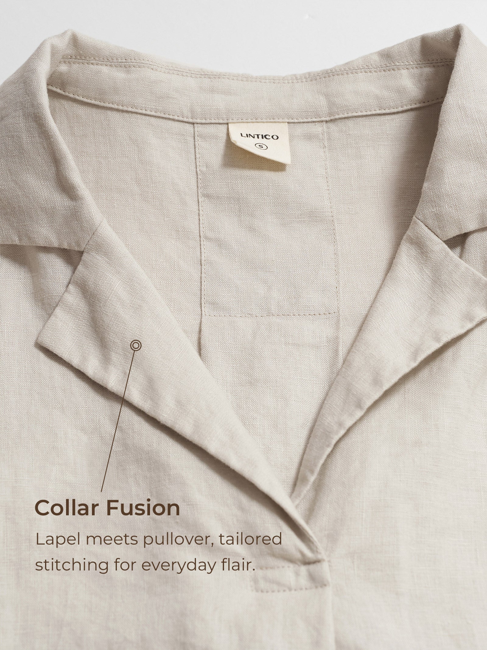 100% Linen Blazer-Inspired Pullover Top DINA by LINTICO