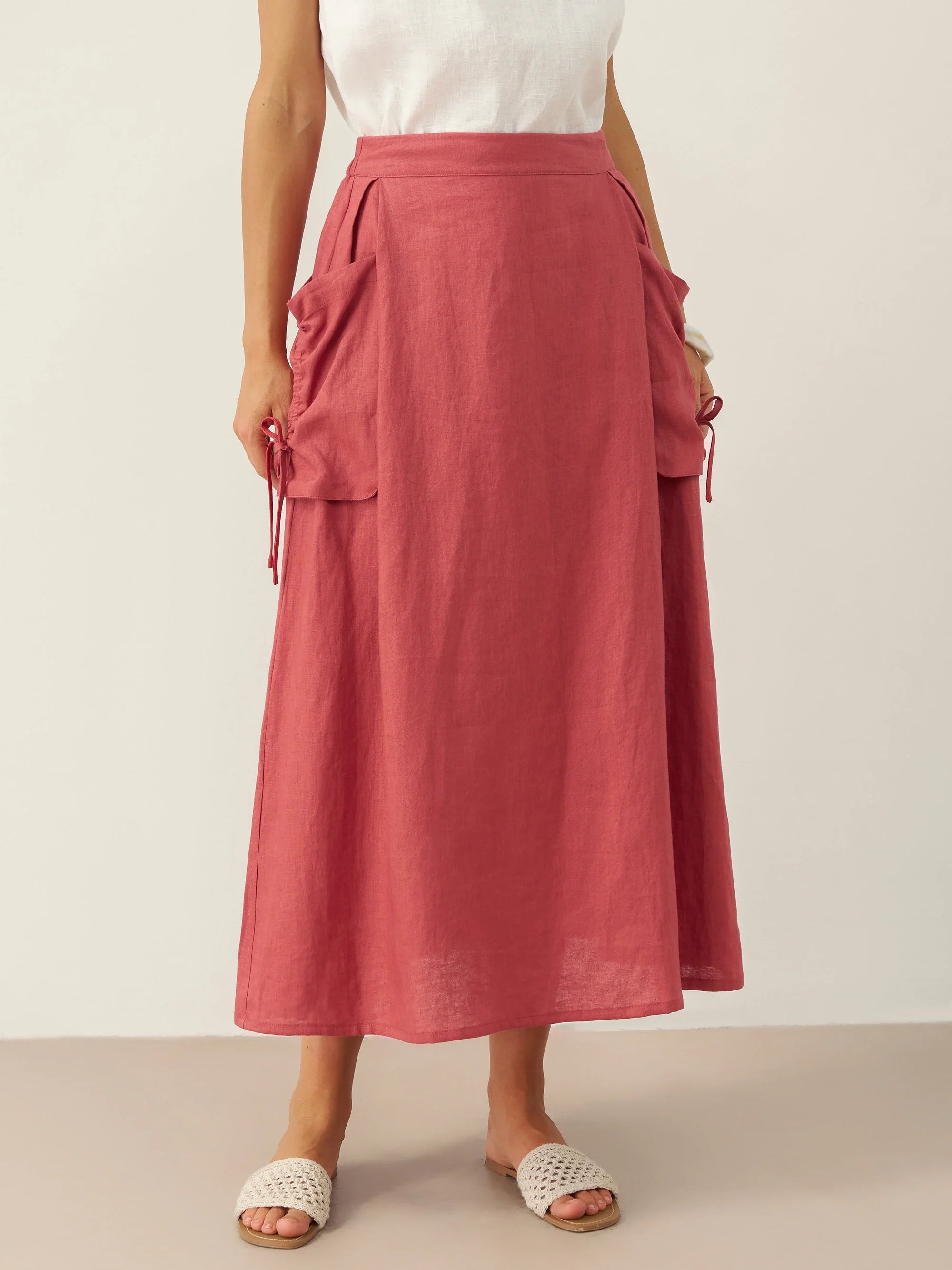 100% Linen Drawstring Pocket Skirt TESS by LINTICO