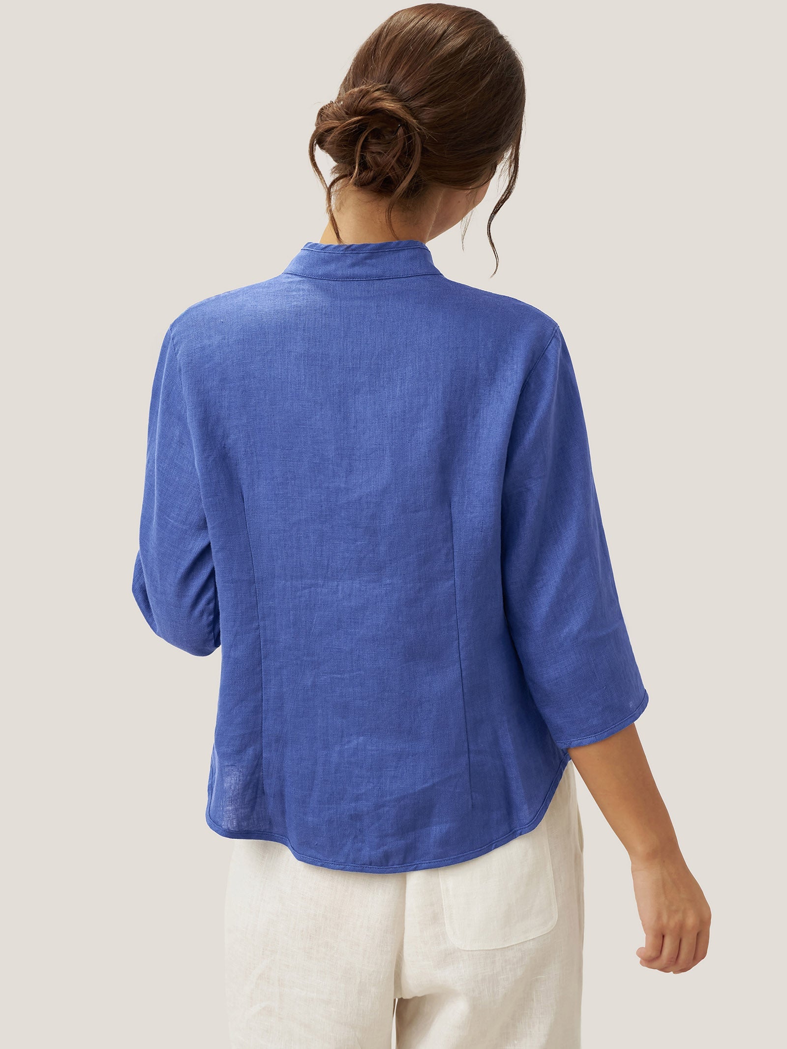 100% Linen Hand Button Fitted Jacket AMELIA DestGlow