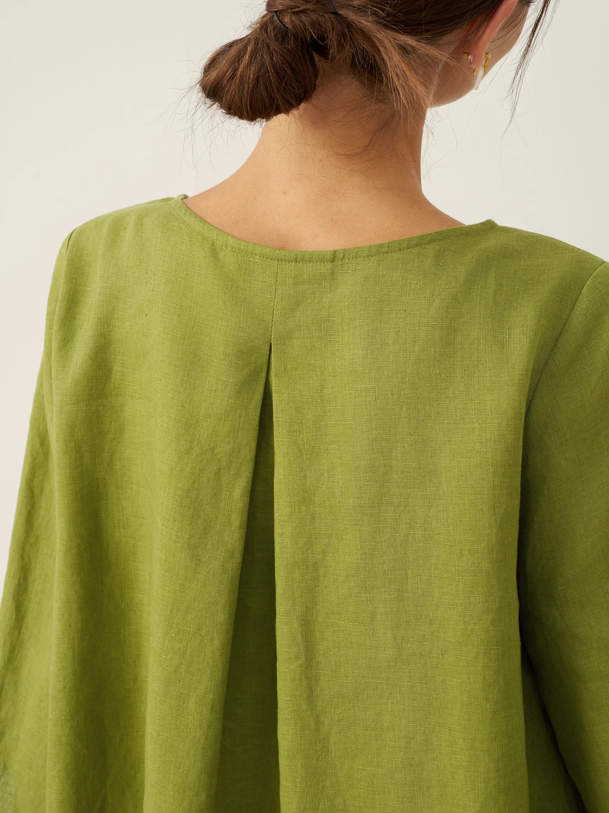 100% Linen Round Neck Asymmetrical Hem Top BRIANNA by LINTICO