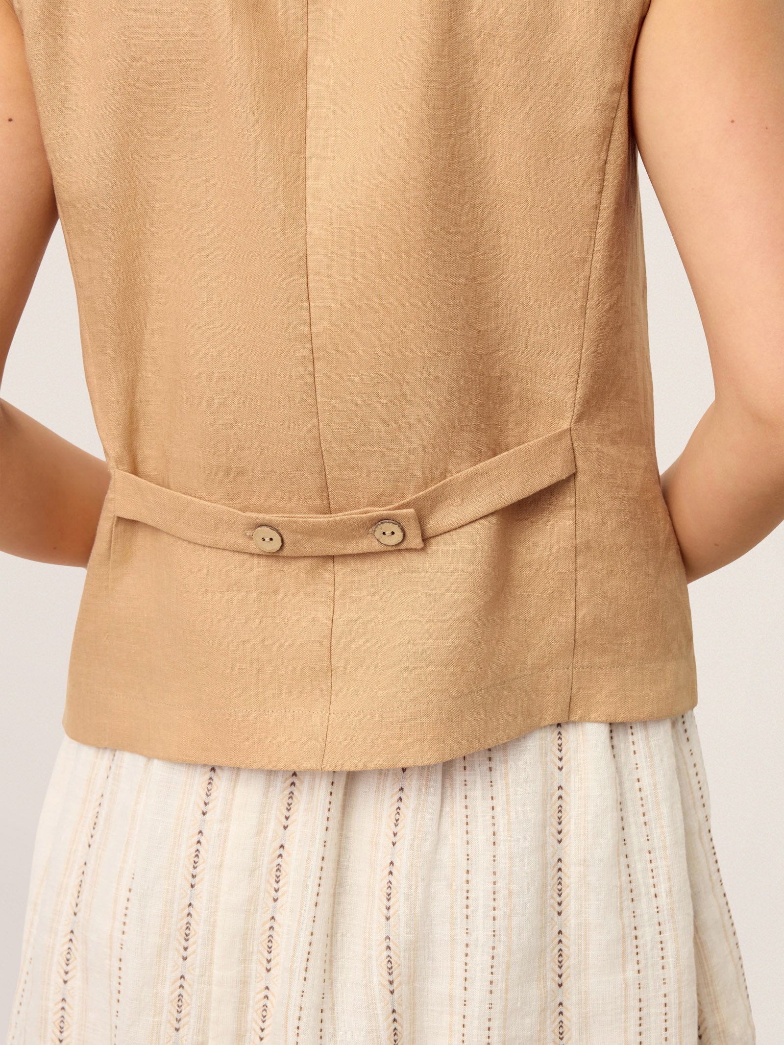 100% Linen Cinch-Back Sleeveless Tailored Vest BRONWYN by LINTICO