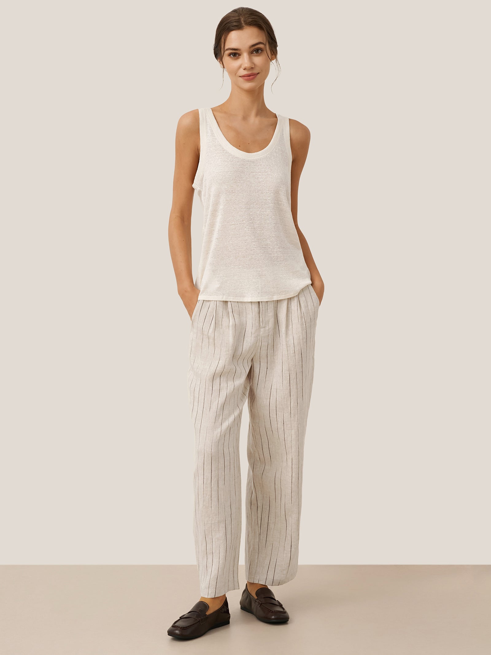 100% Linen Sketch Stripe Suit Set ELOISE by LINTICO
