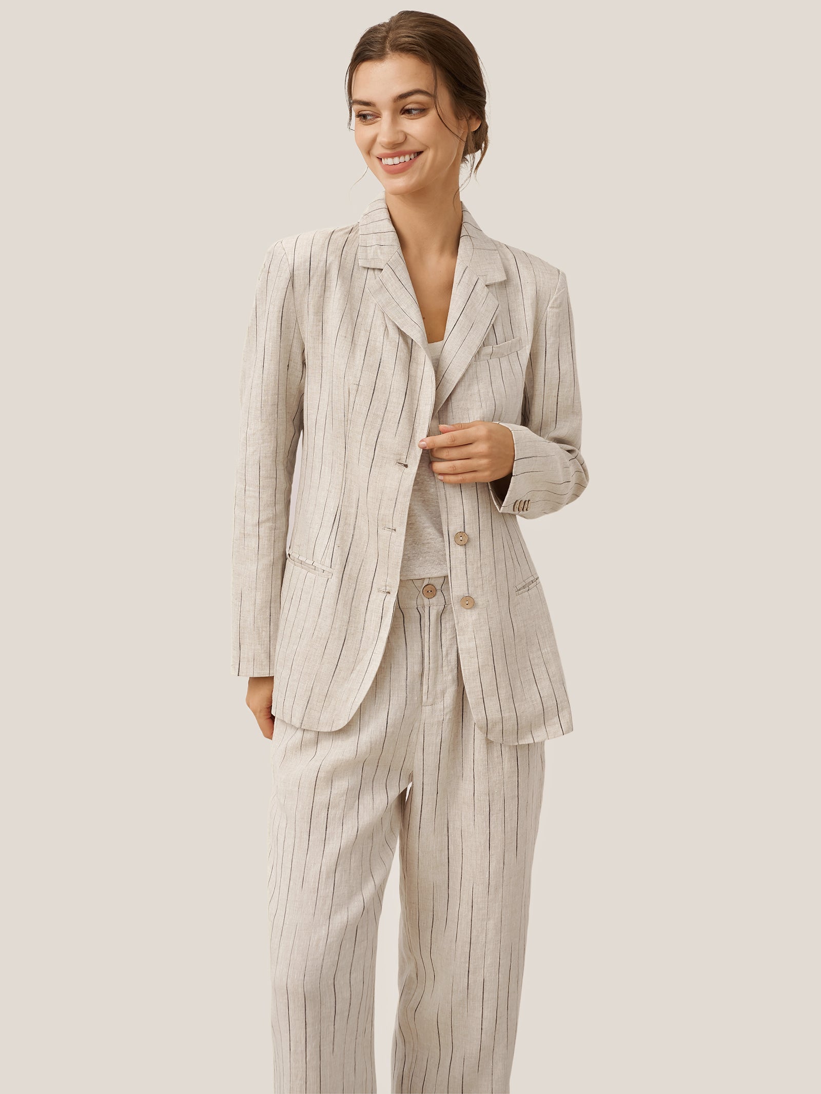 100% Linen Sketch Stripe Suit Set ELOISE by LINTICO