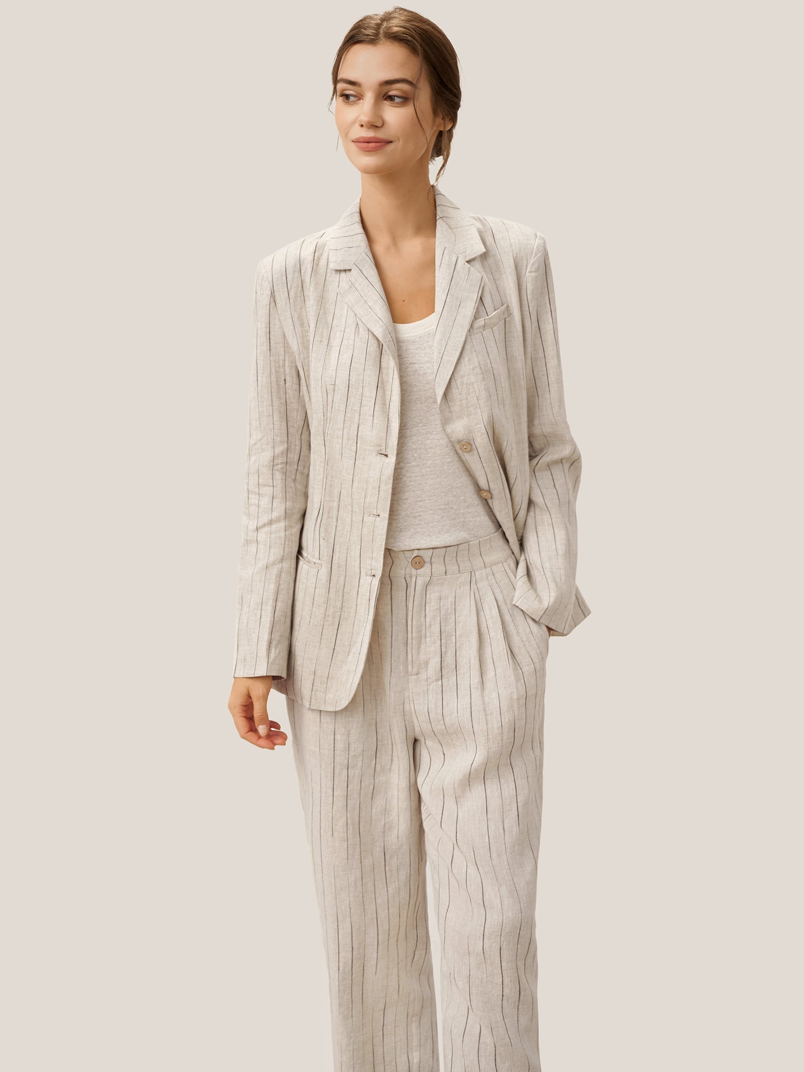 100% Linen Sketch Stripe Suit Set ELOISE by LINTICO