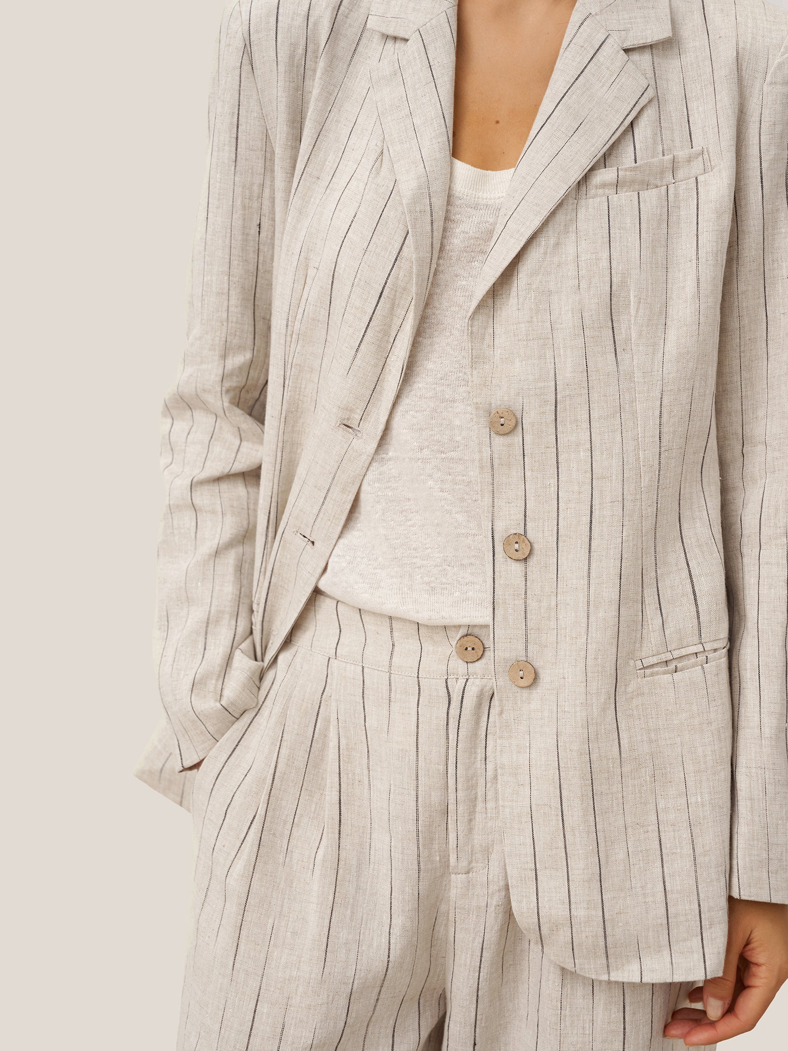 100% Linen Sketch Stripe Suit Set ELOISE by LINTICO