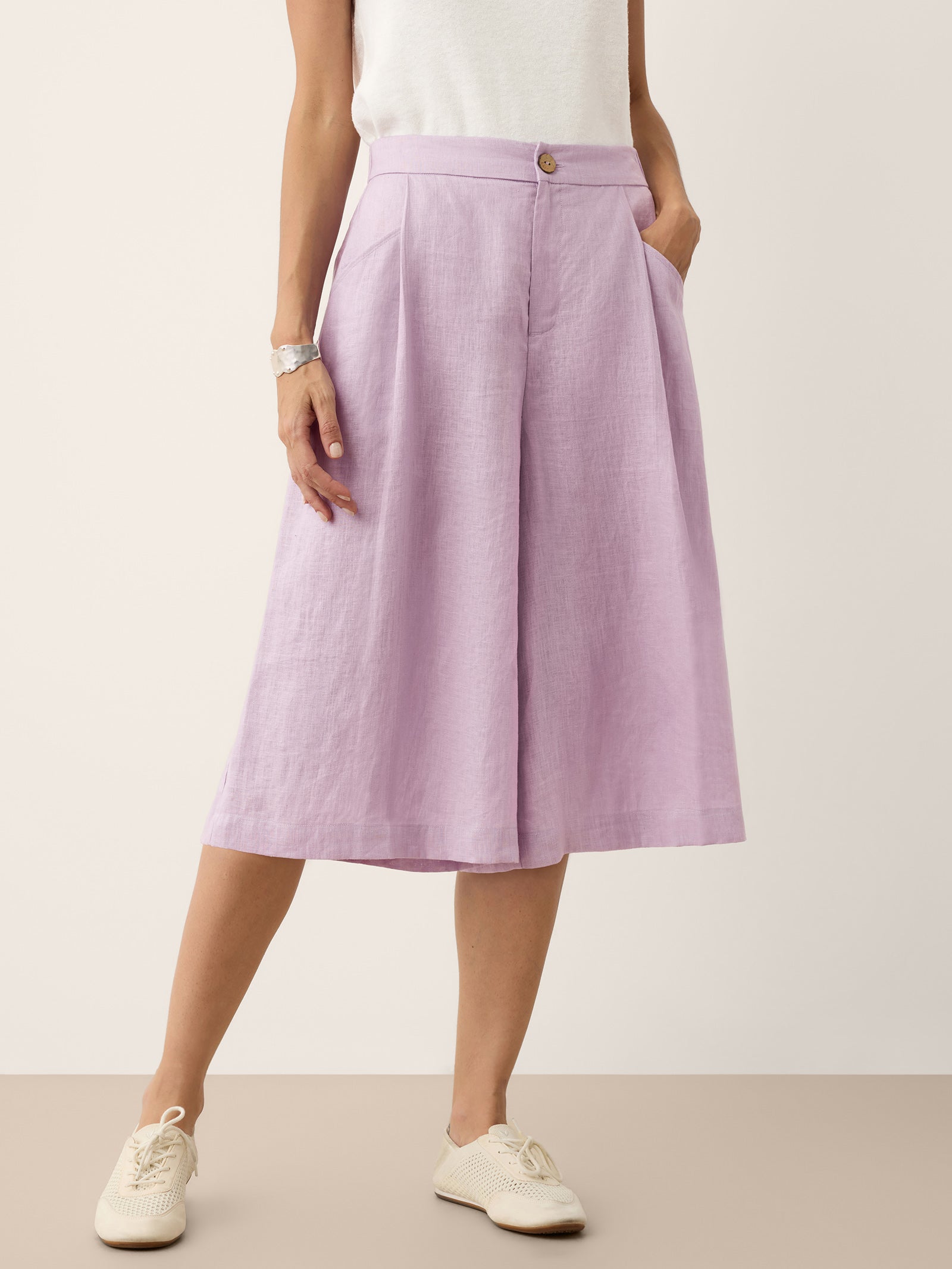 100% Linen A-Line Bermuda Shorts RAVENNA DestGlow