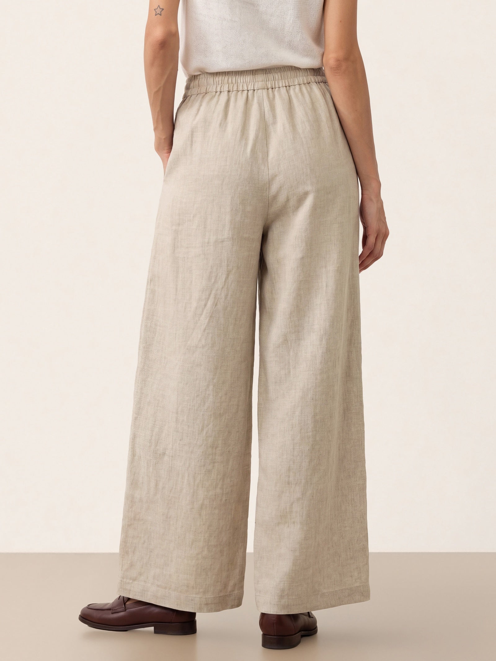 100% Linen Pleated Waist Wide Leg Pants LOUISA DestGlow